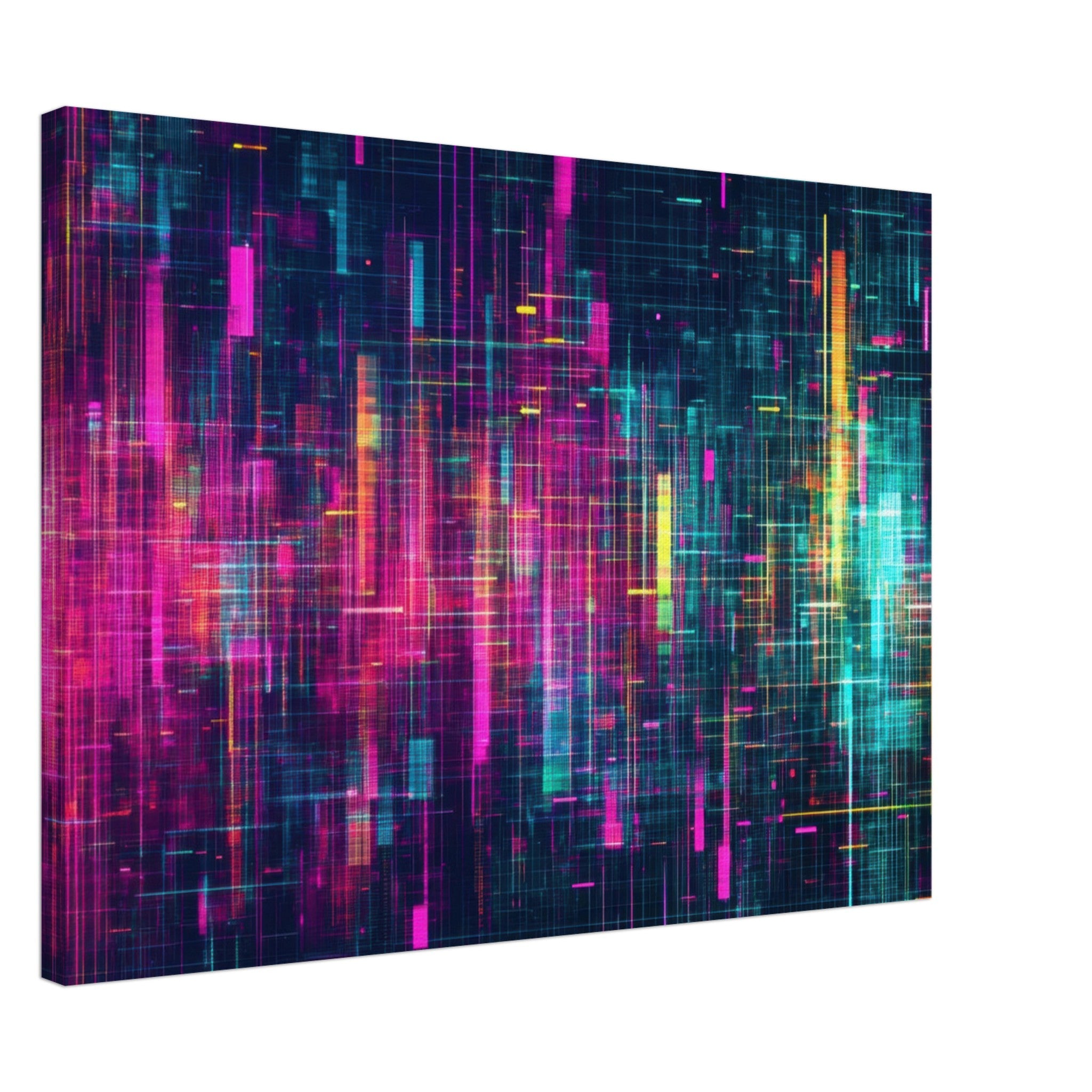 Canvas Landscape - Digital Pulse A chaotic burst of pitch - inspired - Shop Ai Art WebShop - Digital Art online Store