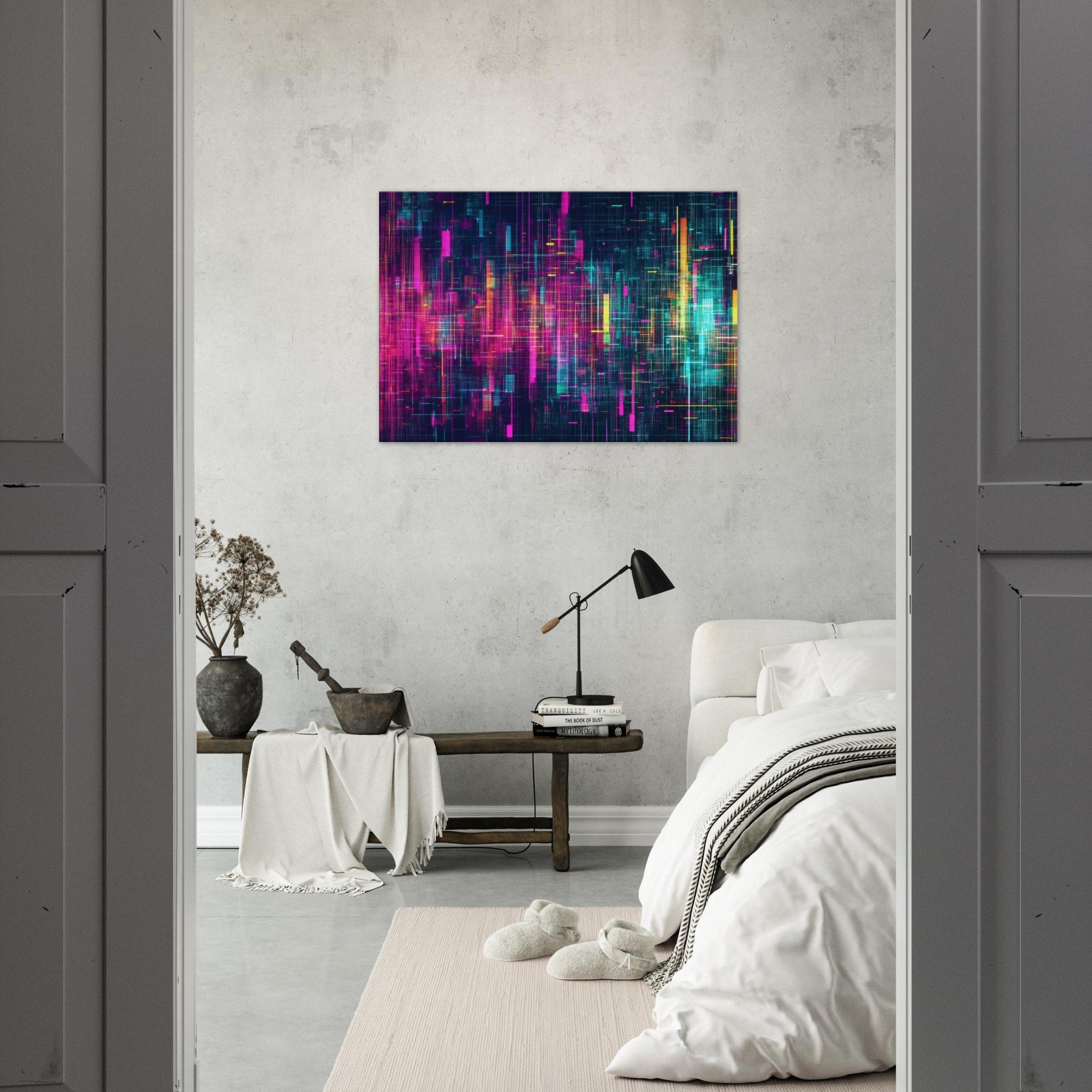 Canvas Landscape - Digital Pulse A chaotic burst of pitch - inspired - Shop Ai Art WebShop - Digital Art online Store