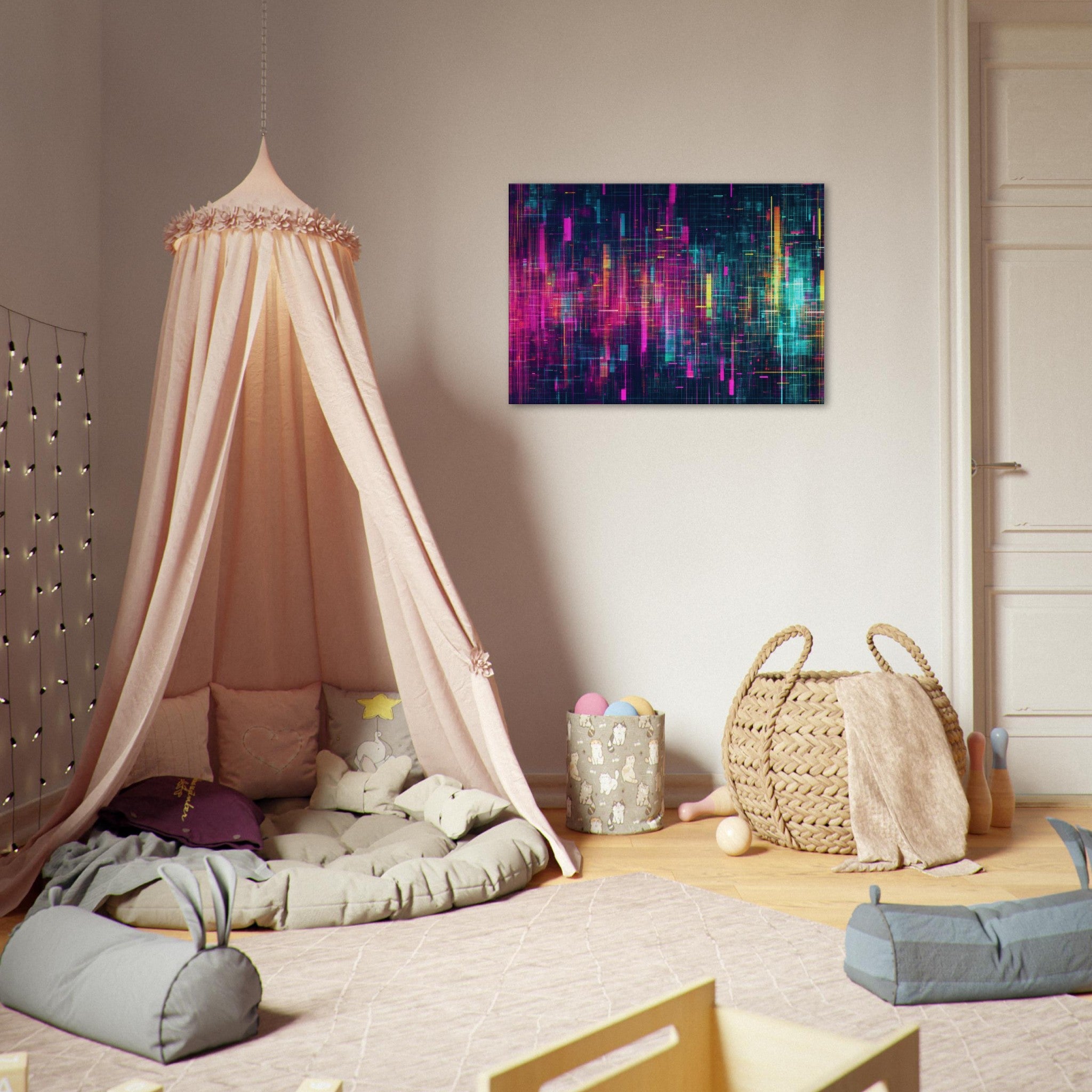 Canvas Landscape - Digital Pulse A chaotic burst of pitch - inspired - Shop Ai Art WebShop - Digital Art online Store