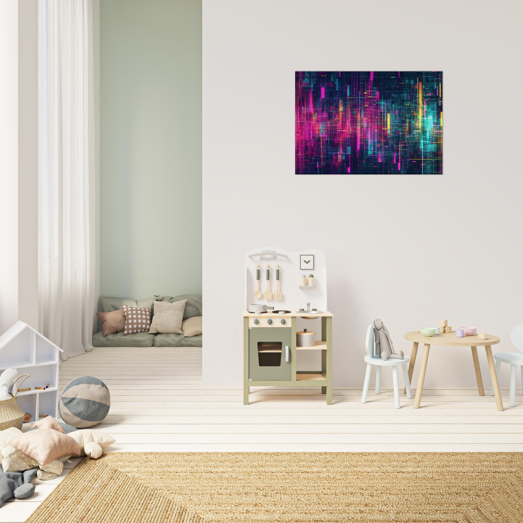 Canvas Landscape - Digital Pulse A chaotic burst of pitch - inspired - Shop Ai Art WebShop - Digital Art online Store