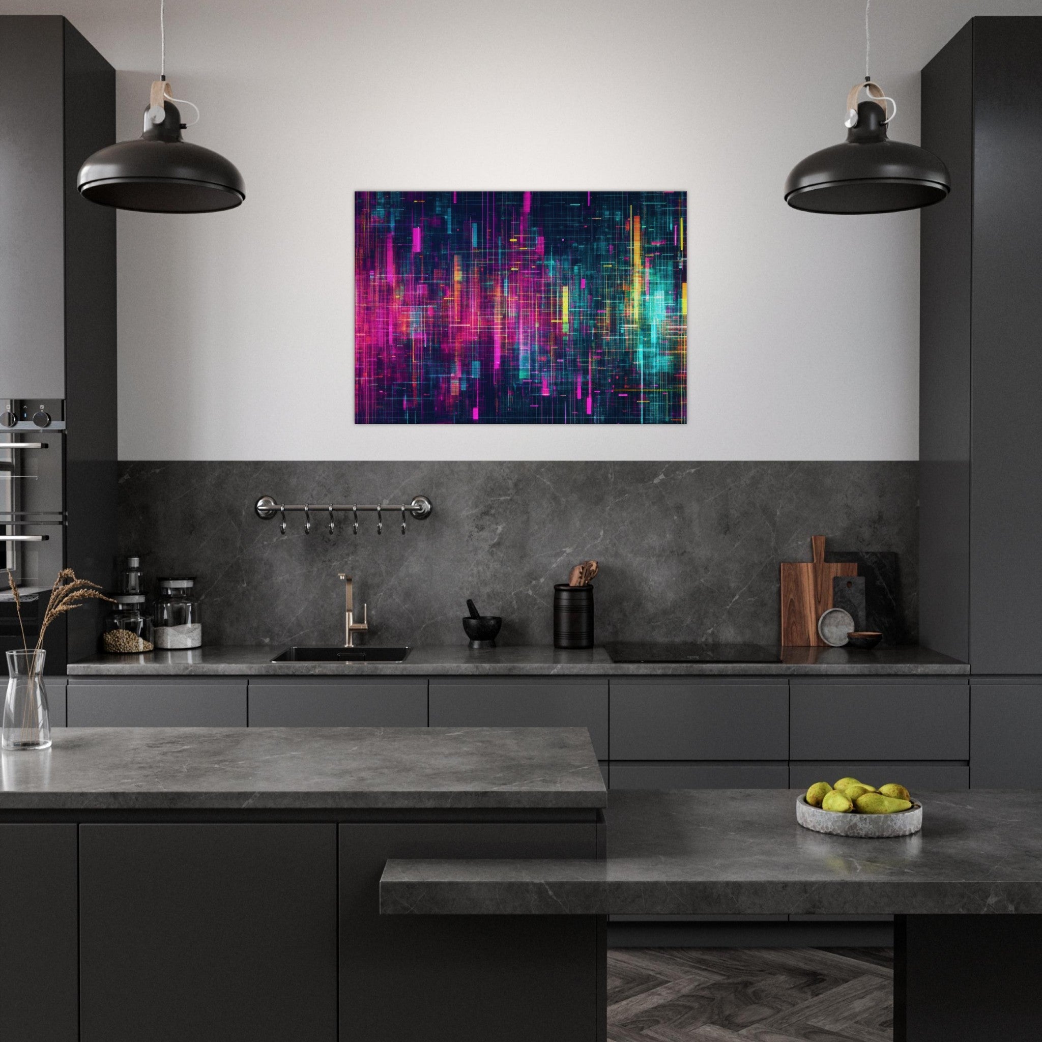Canvas Landscape - Digital Pulse A chaotic burst of pitch - inspired - Shop Ai Art WebShop - Digital Art online Store