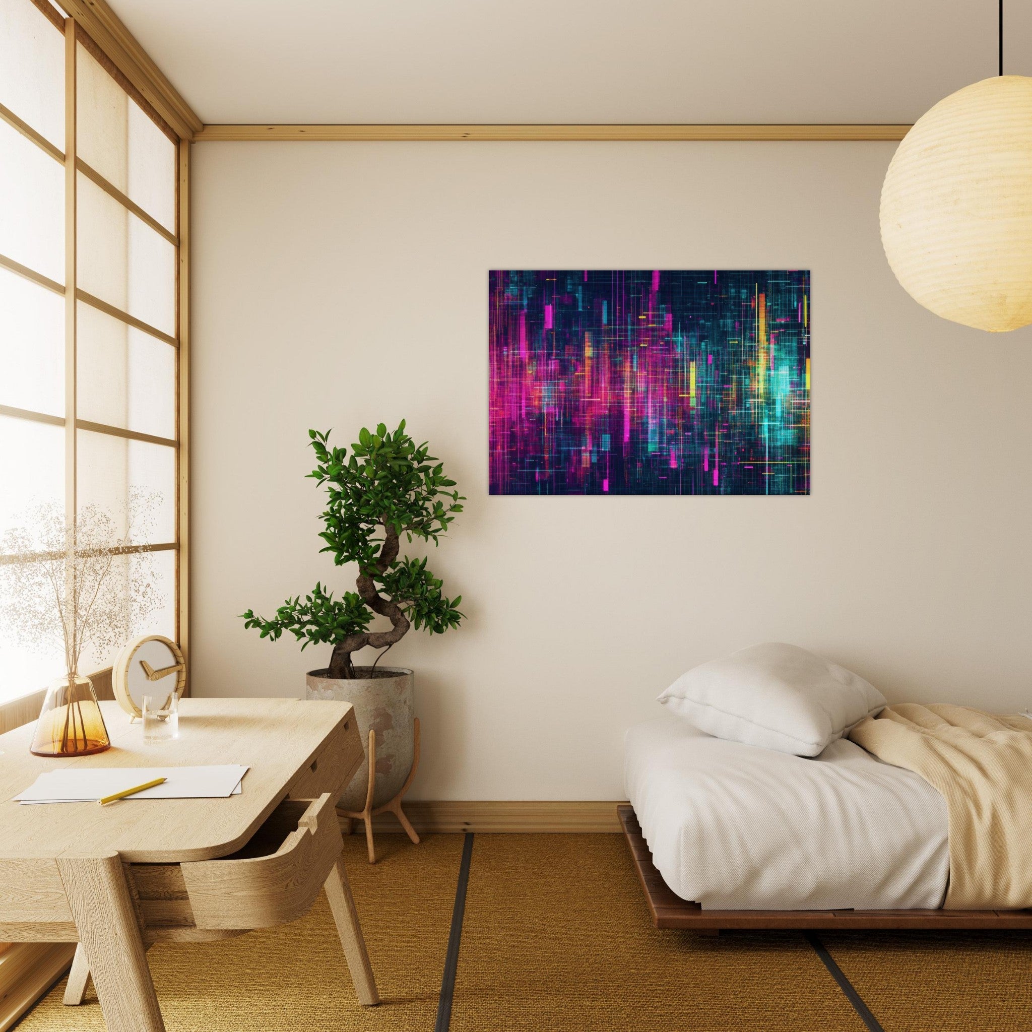 Canvas Landscape - Digital Pulse A chaotic burst of pitch - inspired - Shop Ai Art WebShop - Digital Art online Store