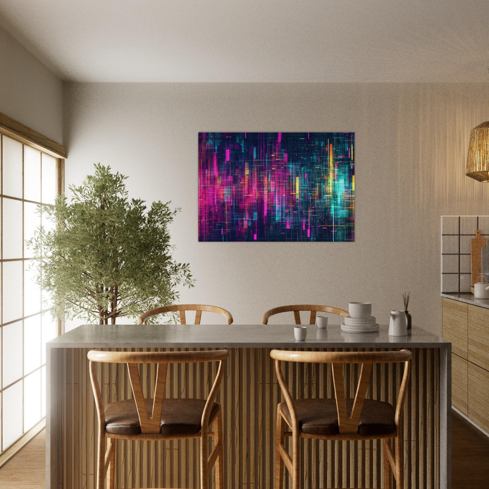 Canvas Landscape - Digital Pulse A chaotic burst of pitch - inspired - Shop Ai Art WebShop - Digital Art online Store