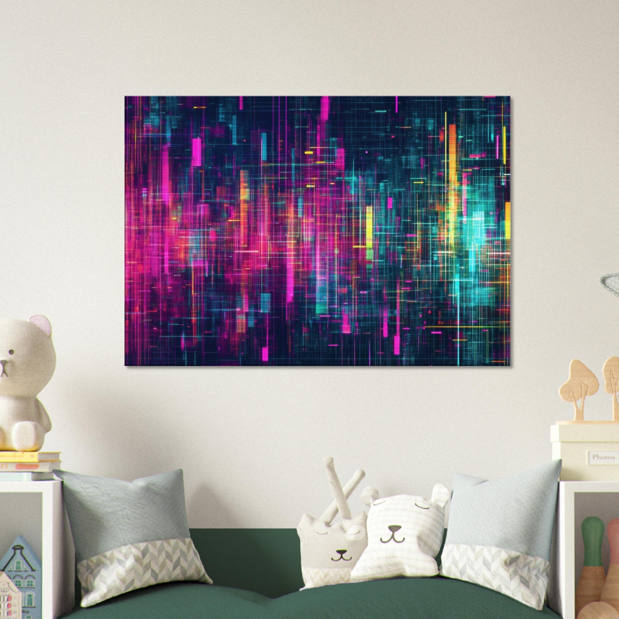 Canvas Landscape - Digital Pulse A chaotic burst of pitch - inspired - Shop Ai Art WebShop - Digital Art online Store
