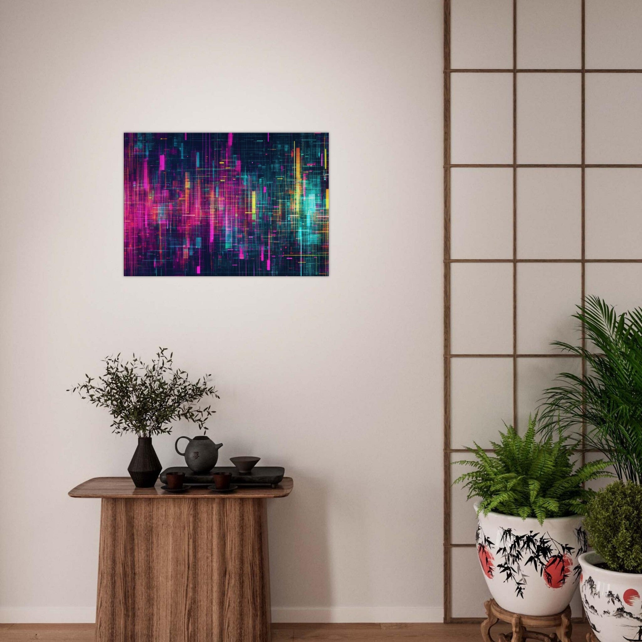 Canvas Landscape - Digital Pulse A chaotic burst of pitch - inspired - Shop Ai Art WebShop - Digital Art online Store