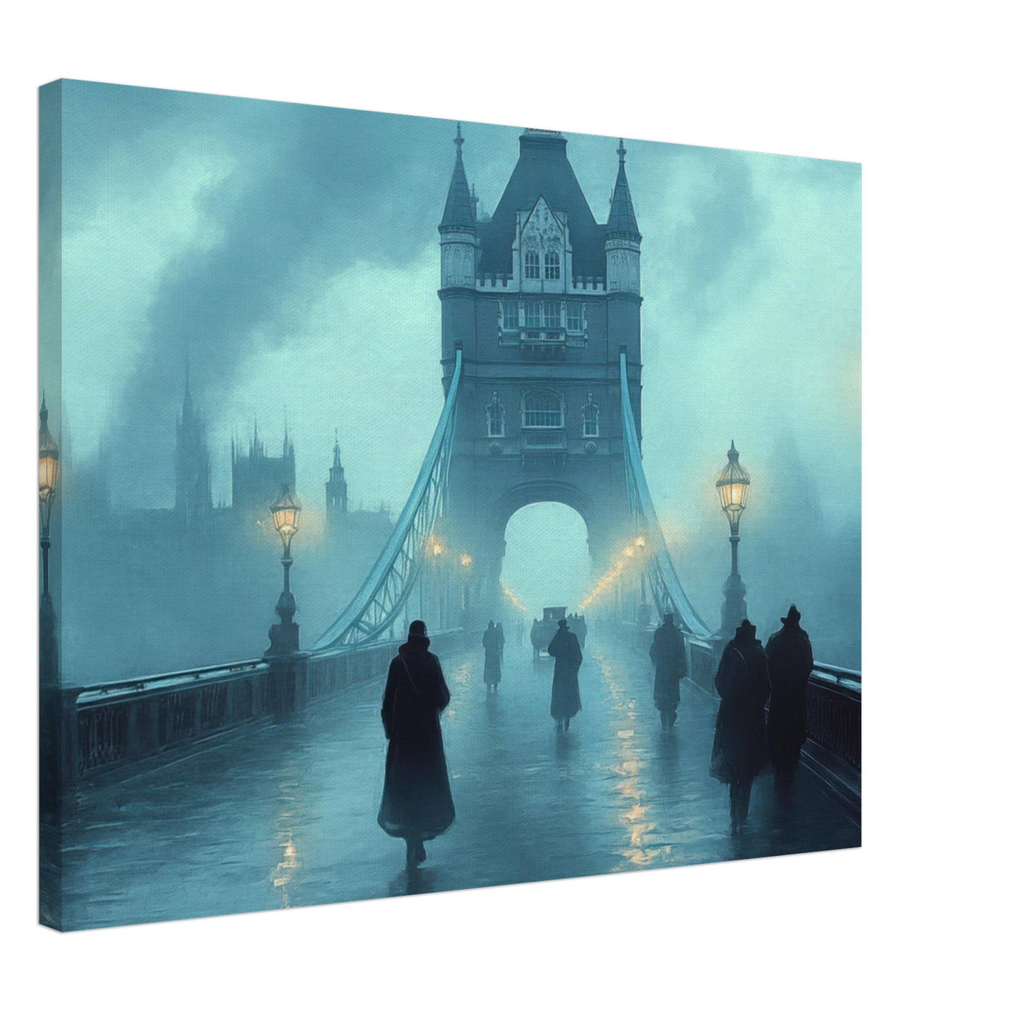 Canvas Landscape - Foggy London Bridge at Dawn A misty morning vie 2 - Shop Ai Art WebShop - Digital Art online Store