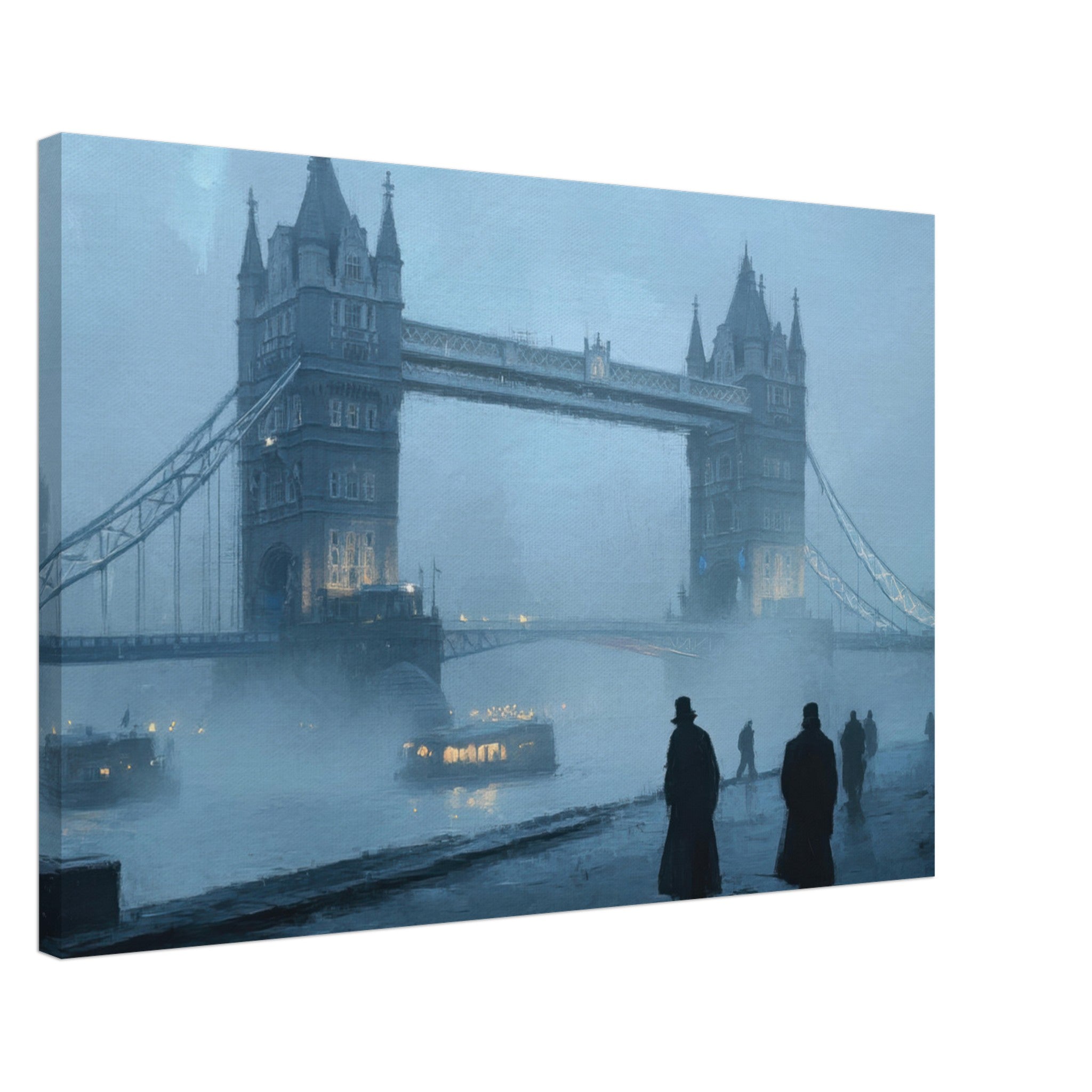 Canvas Landscape - Foggy London Bridge at Dawn A misty morning vie 3 - Shop Ai Art WebShop - Digital Art online Store