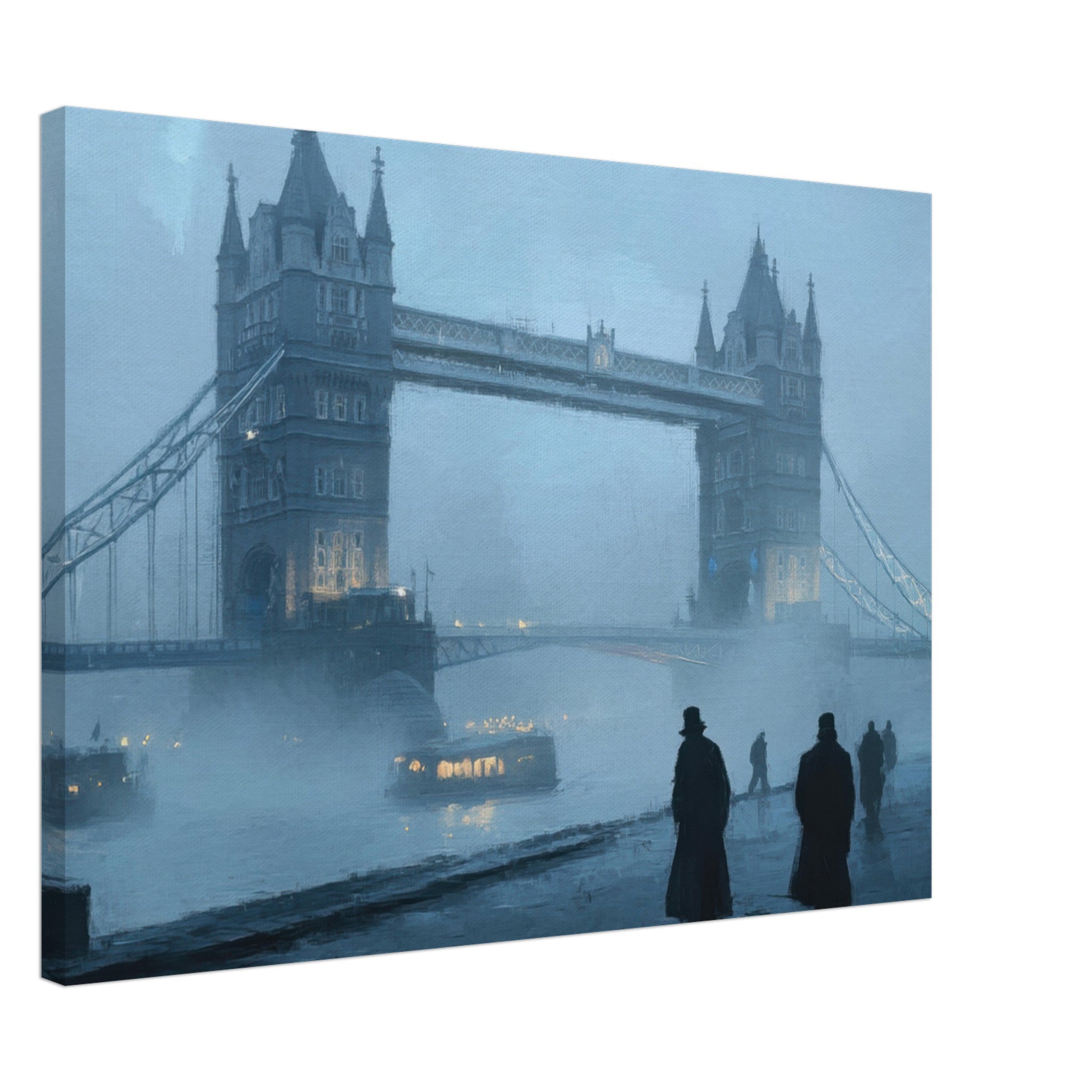 Canvas Landscape - Foggy London Bridge at Dawn A misty morning vie 3 - Shop Ai Art WebShop - Digital Art online Store