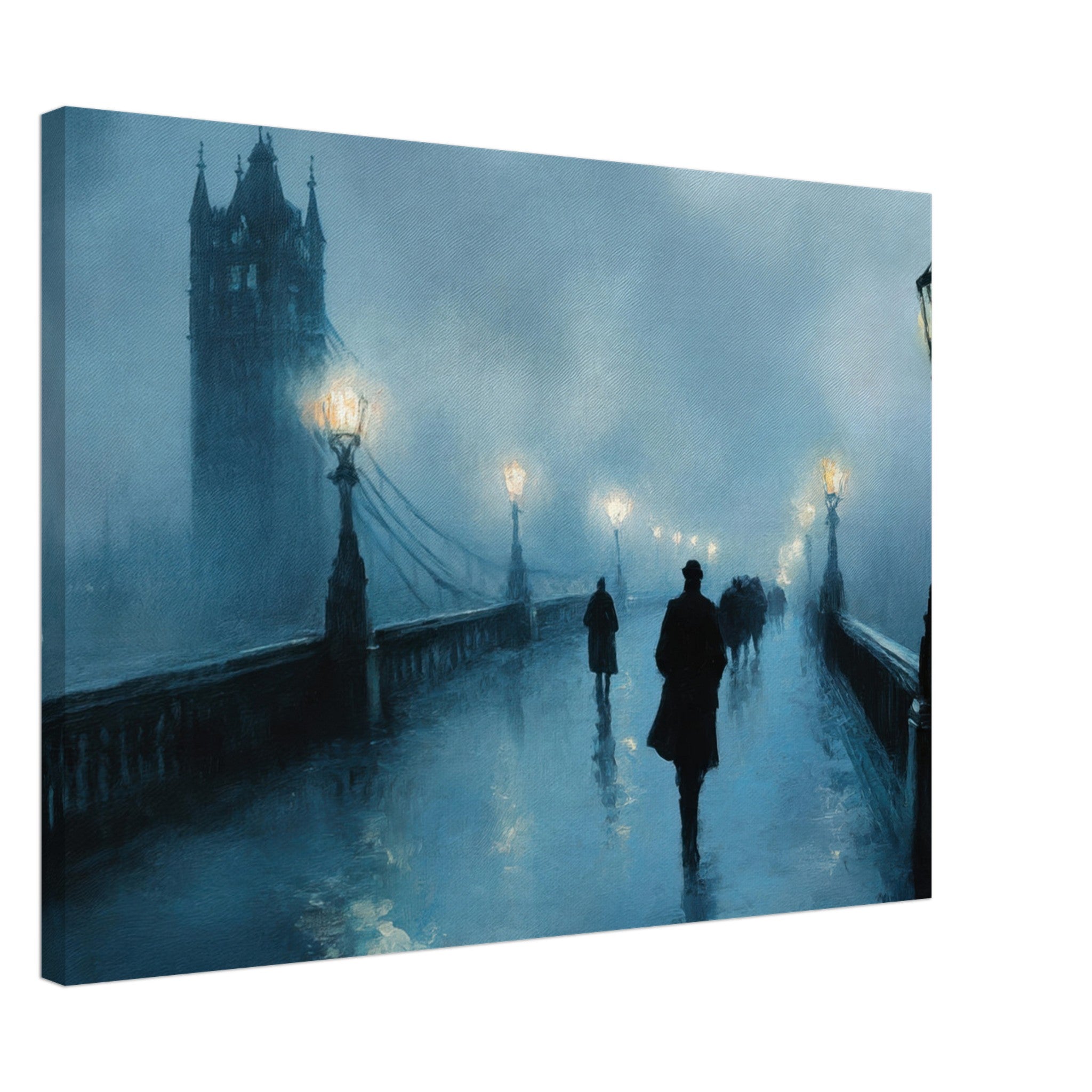 Canvas Landscape - Foggy London Bridge at Dawn A misty morning vie - Shop Ai Art WebShop - Digital Art online Store