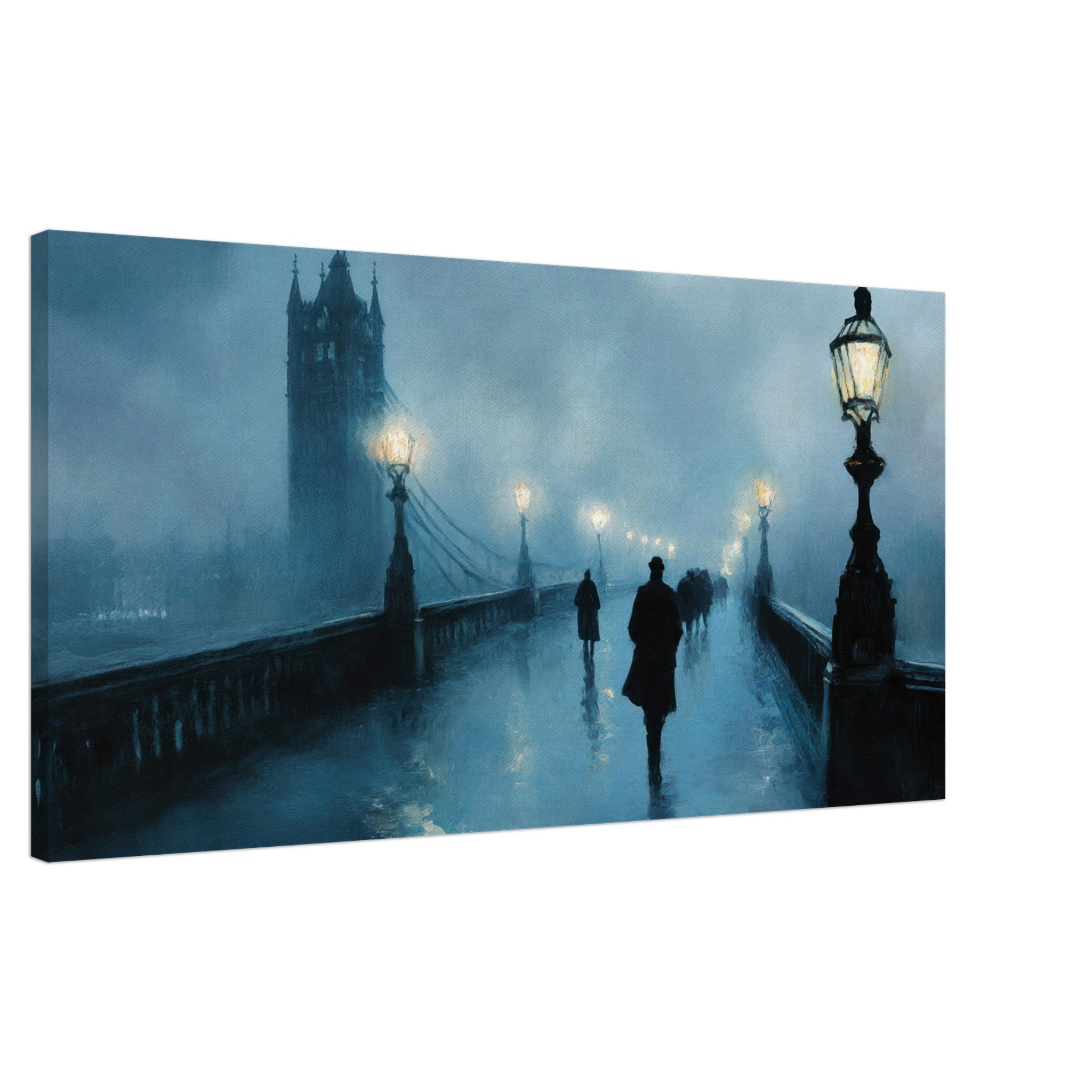 Canvas Landscape - Foggy London Bridge at Dawn A misty morning vie - Shop Ai Art WebShop - Digital Art online Store