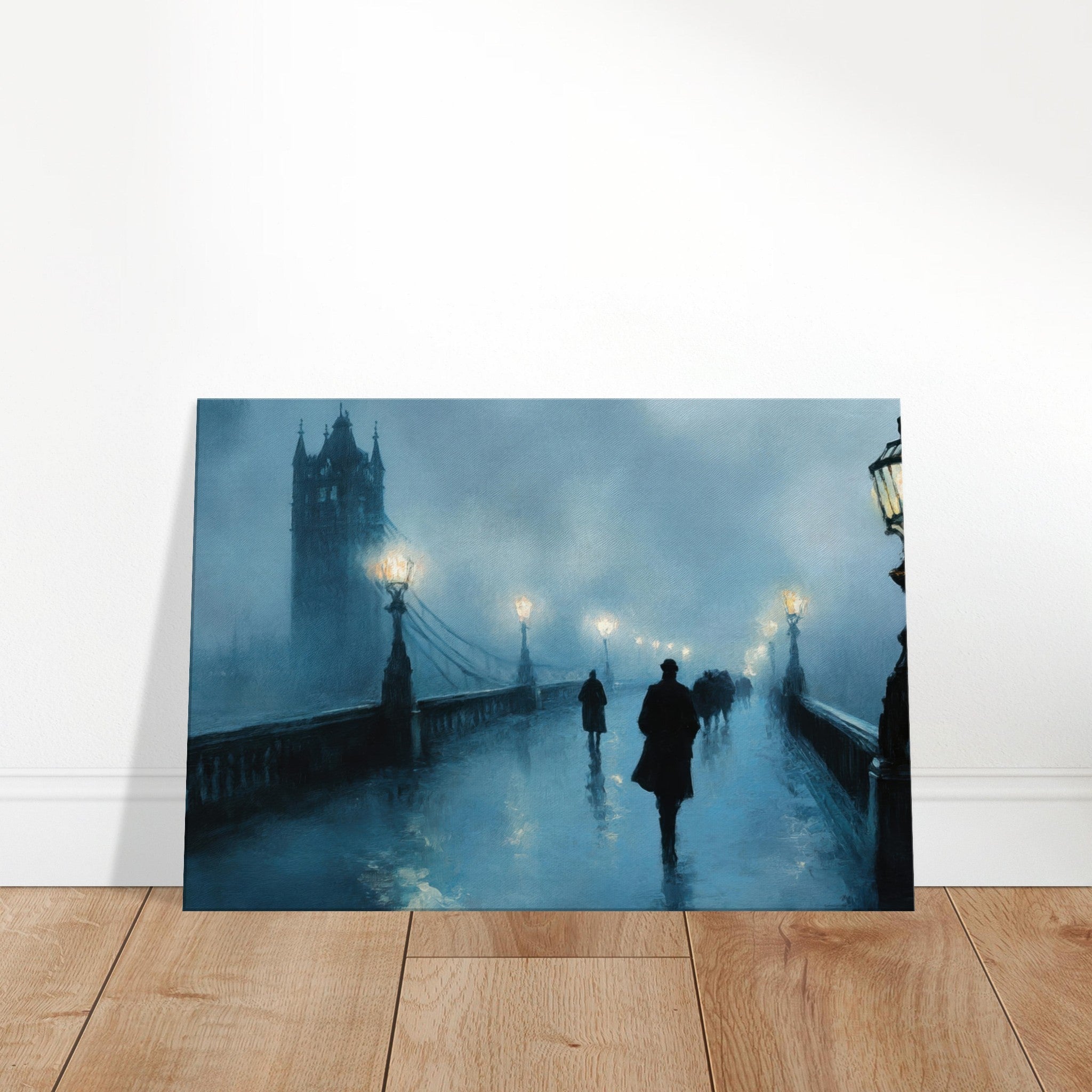 Canvas Landscape - Foggy London Bridge at Dawn A misty morning vie - Shop Ai Art WebShop - Digital Art online Store