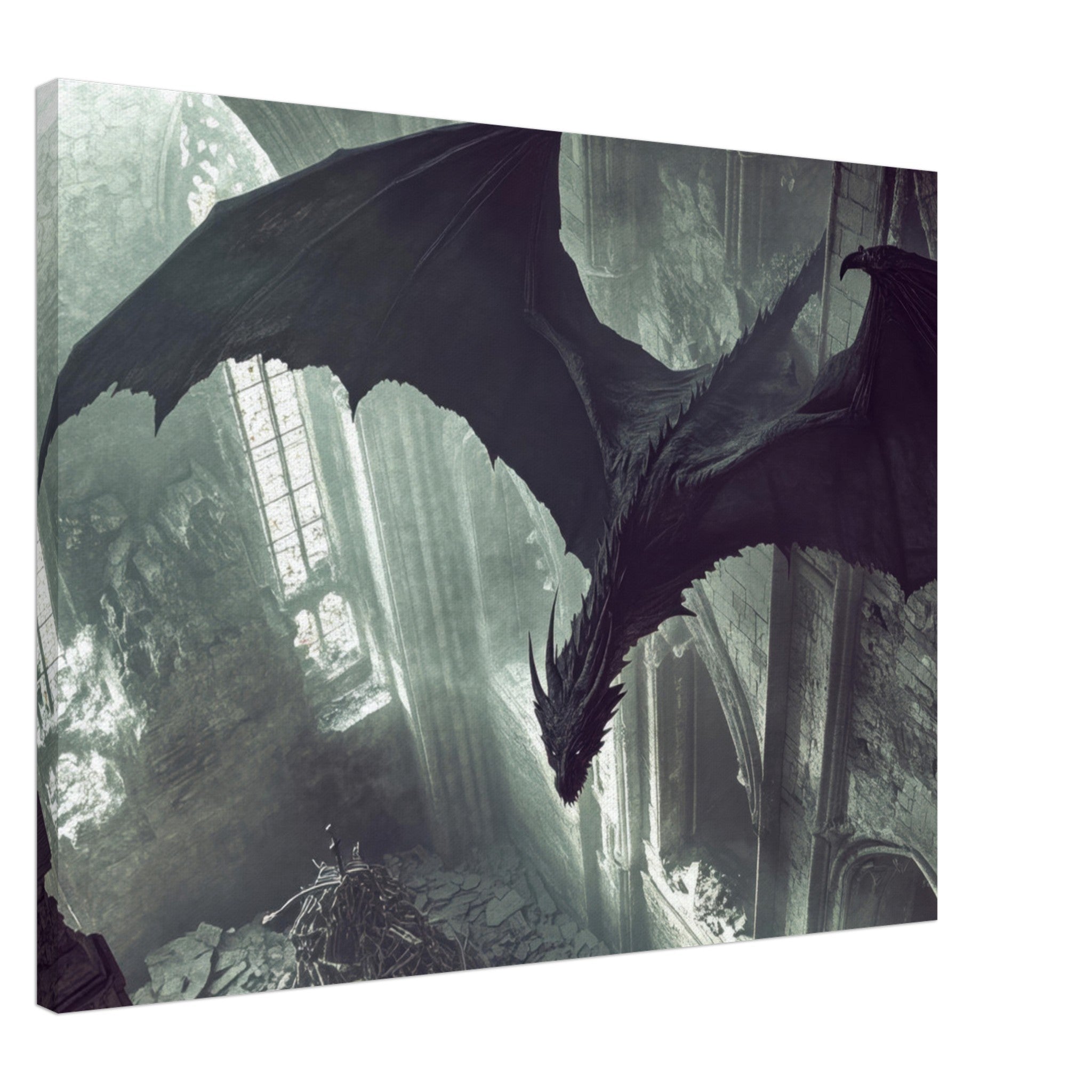 Canvas Landscape - Gothic Shadow Dragons Lair Gothic Dramatic High 2 - Shop Ai Art WebShop - Digital Art online Store
