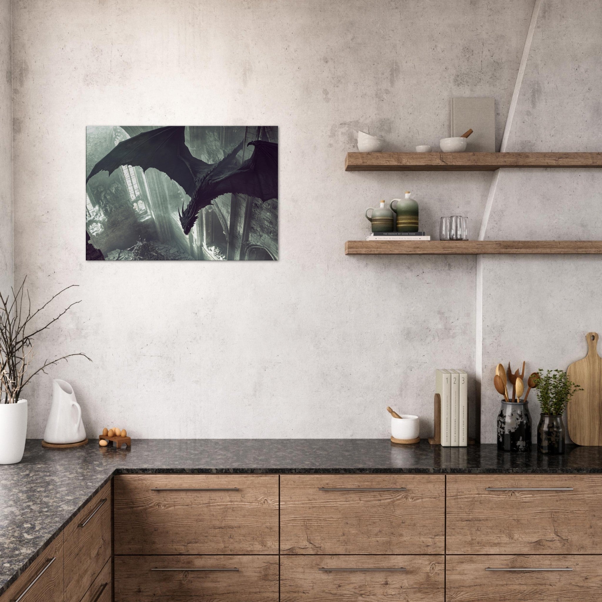 Canvas Landscape - Gothic Shadow Dragons Lair Gothic Dramatic High 2 - Shop Ai Art WebShop - Digital Art online Store