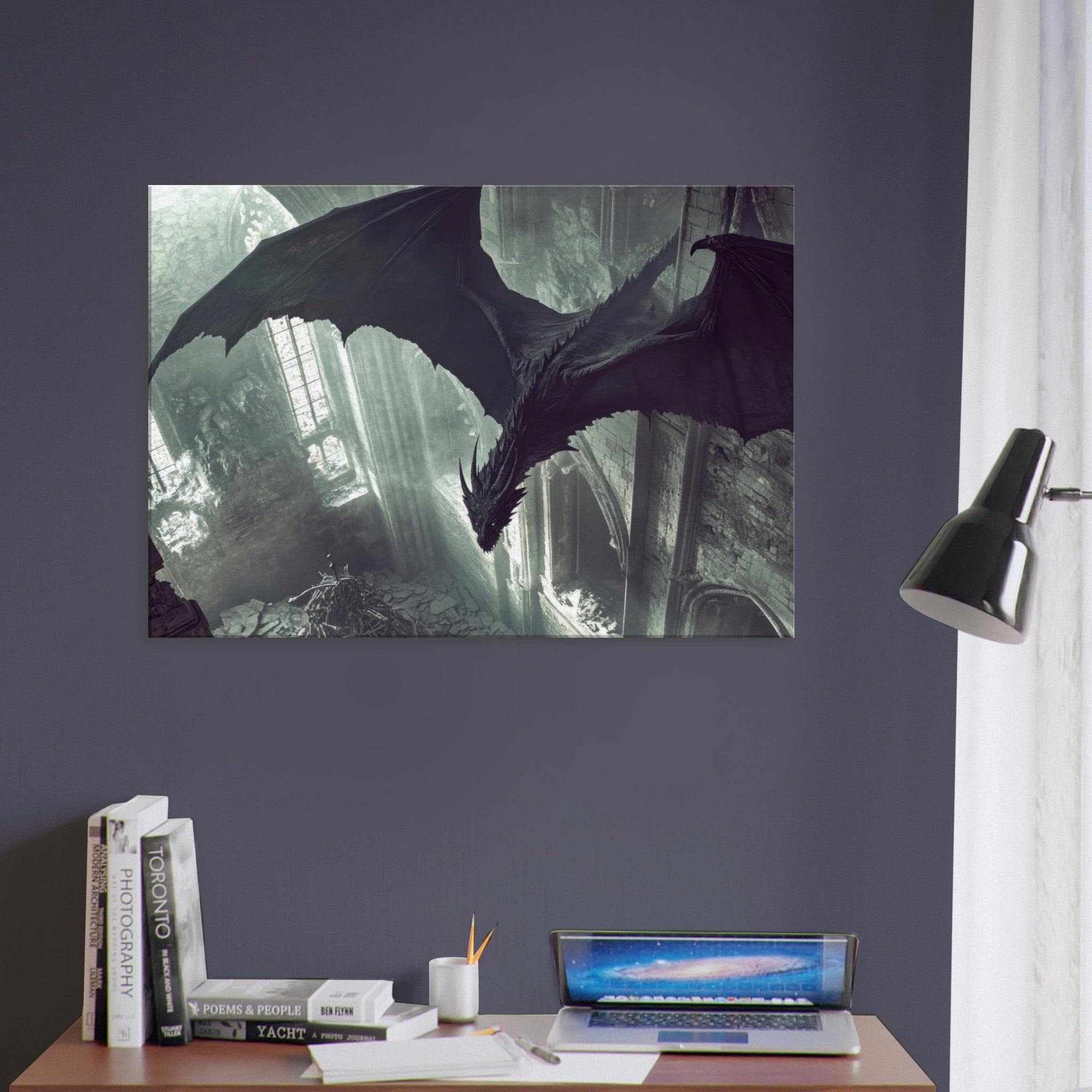 Canvas Landscape - Gothic Shadow Dragons Lair Gothic Dramatic High 2 - Shop Ai Art WebShop - Digital Art online Store