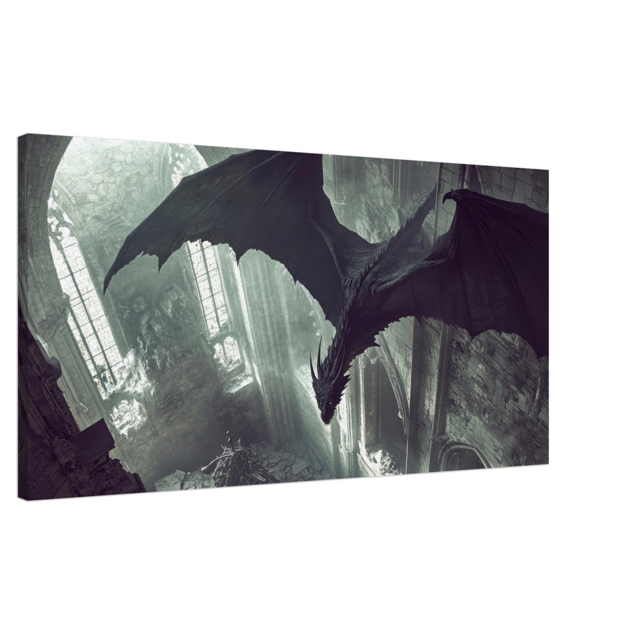 Canvas Landscape - Gothic Shadow Dragons Lair Gothic Dramatic High 2 - Shop Ai Art WebShop - Digital Art online Store