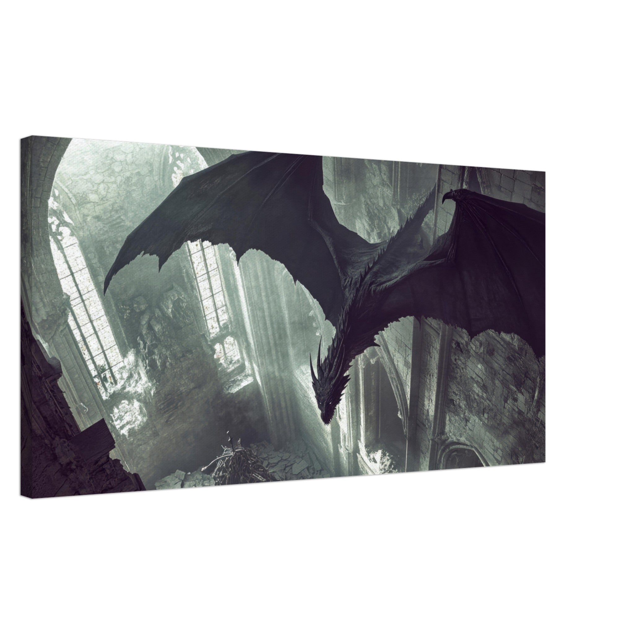 Canvas Landscape - Gothic Shadow Dragons Lair Gothic Dramatic High 2 - Shop Ai Art WebShop - Digital Art online Store