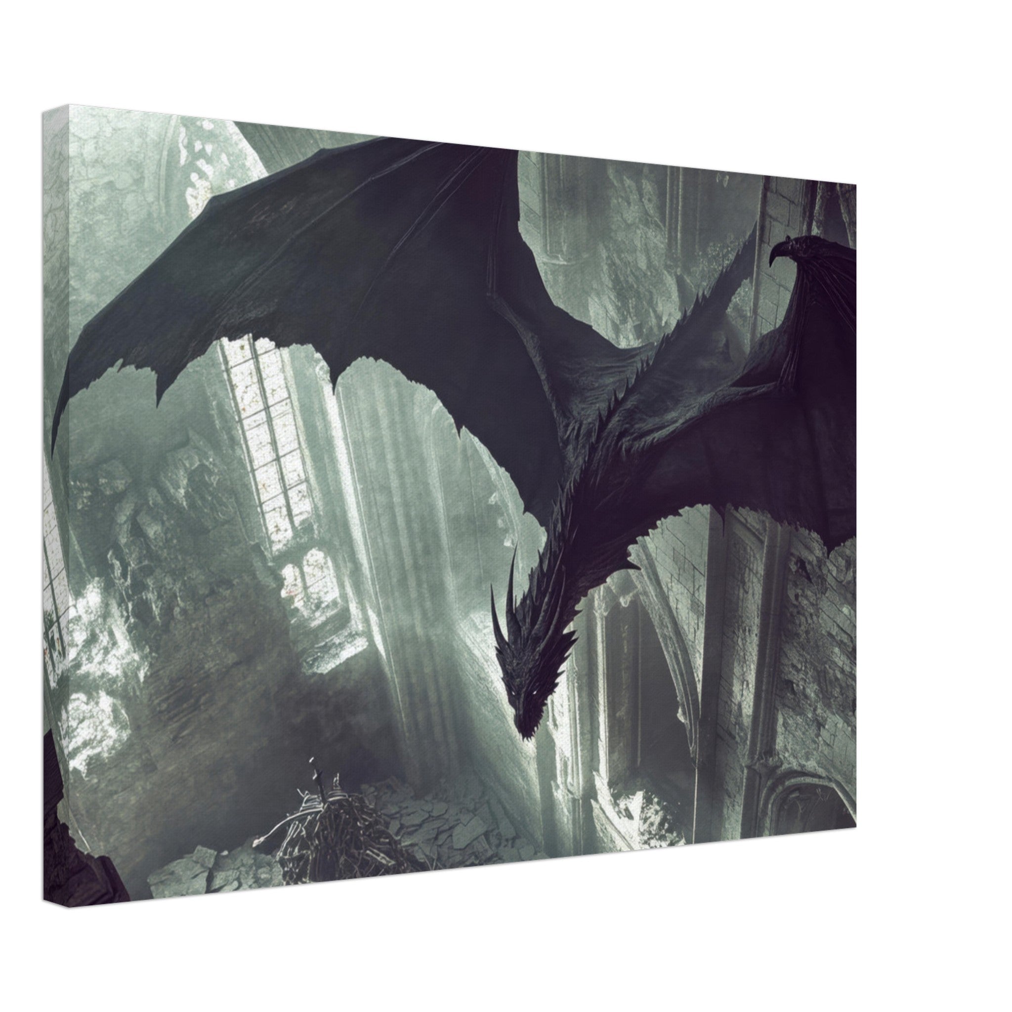Canvas Landscape - Gothic Shadow Dragons Lair Gothic Dramatic High 2 - Shop Ai Art WebShop - Digital Art online Store