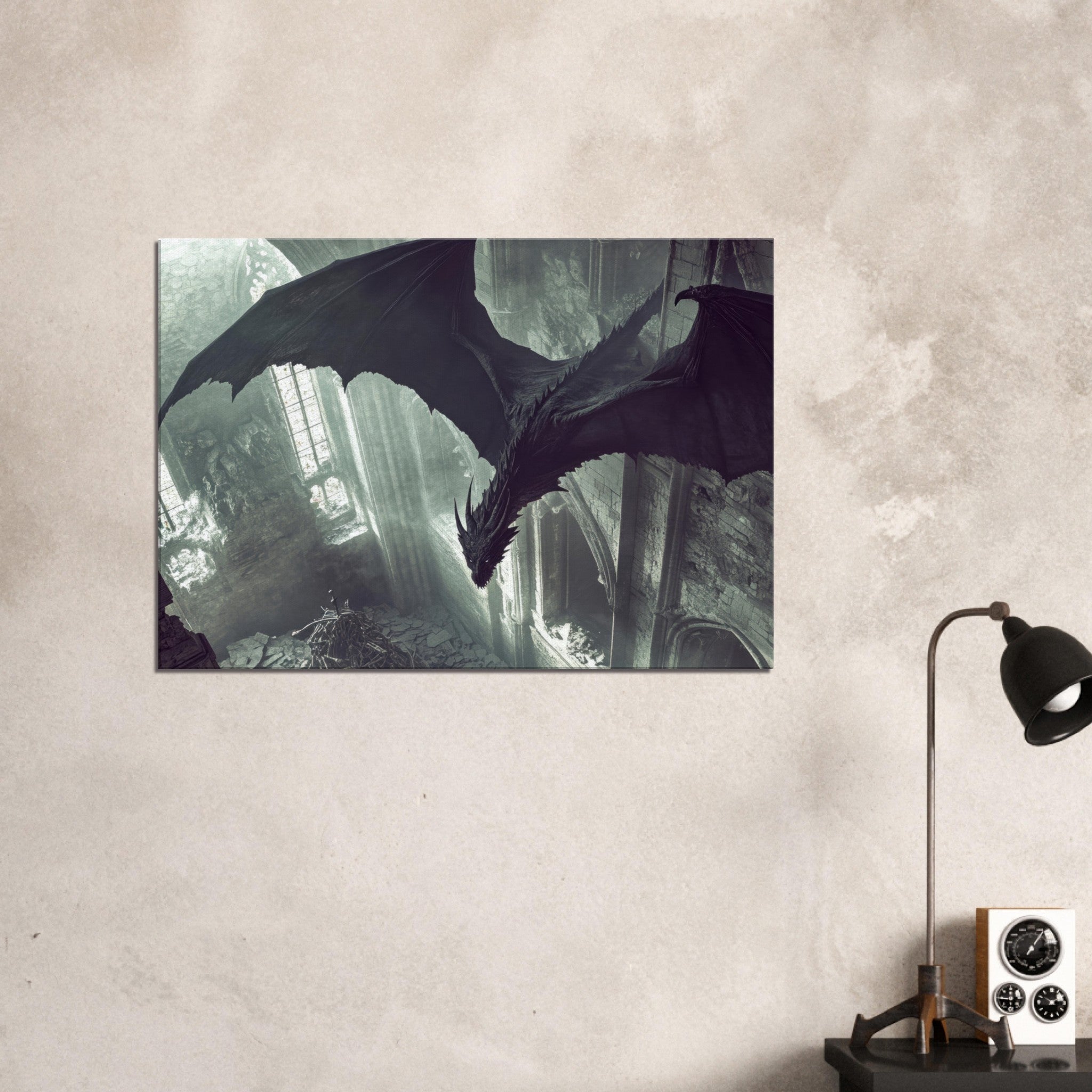 Canvas Landscape - Gothic Shadow Dragons Lair Gothic Dramatic High 2 - Shop Ai Art WebShop - Digital Art online Store