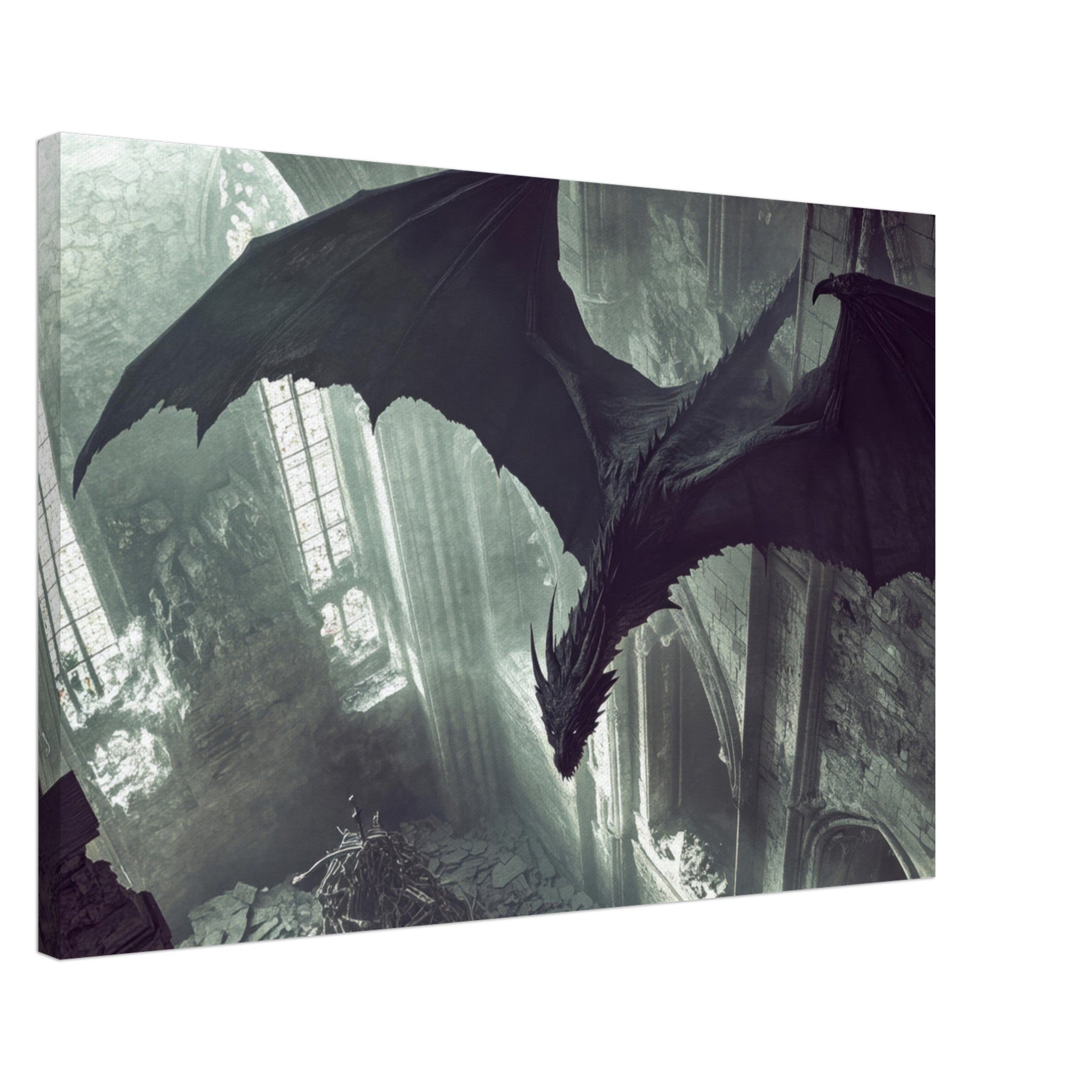 Canvas Landscape - Gothic Shadow Dragons Lair Gothic Dramatic High 2 - Shop Ai Art WebShop - Digital Art online Store