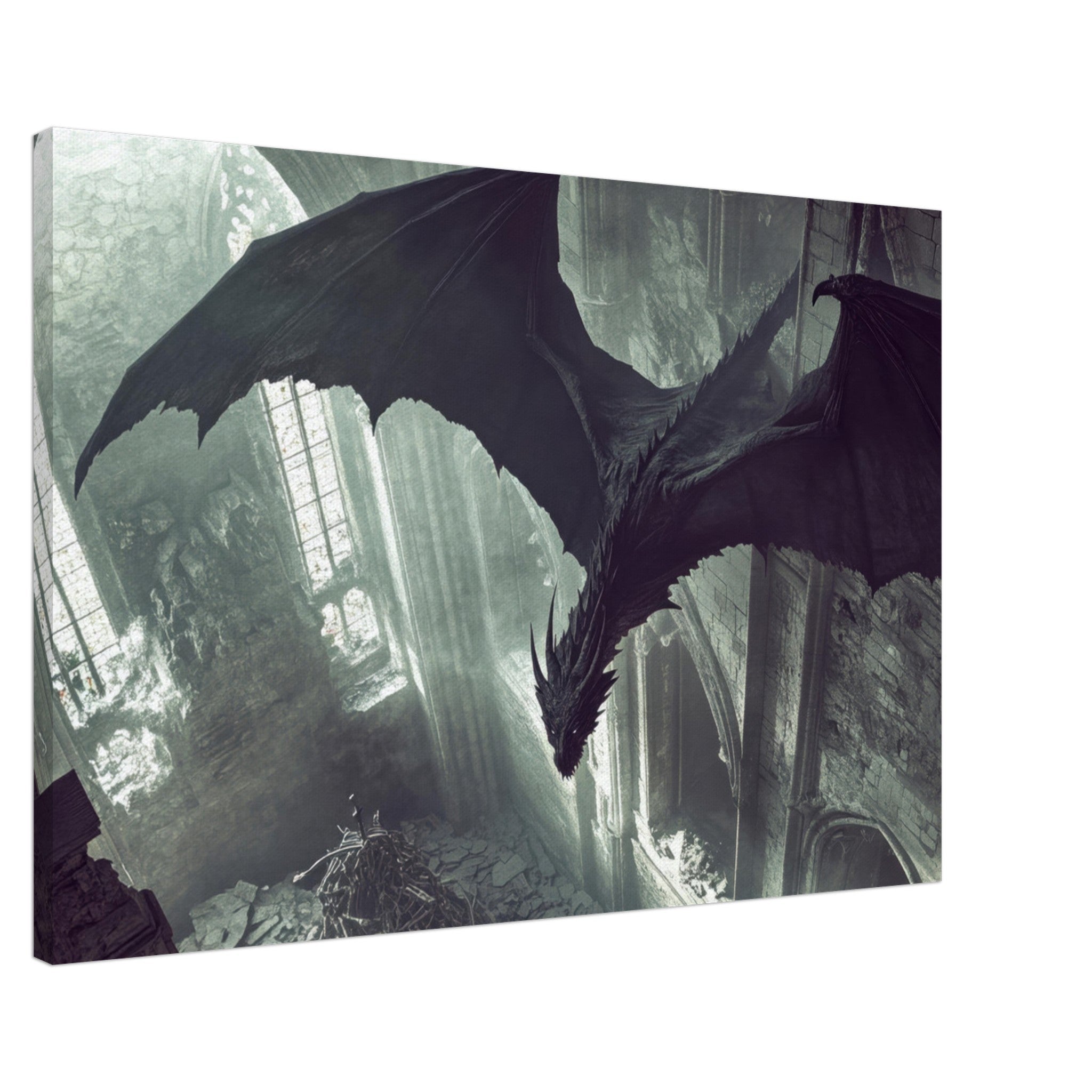 Canvas Landscape - Gothic Shadow Dragons Lair Gothic Dramatic High 2 - Shop Ai Art WebShop - Digital Art online Store
