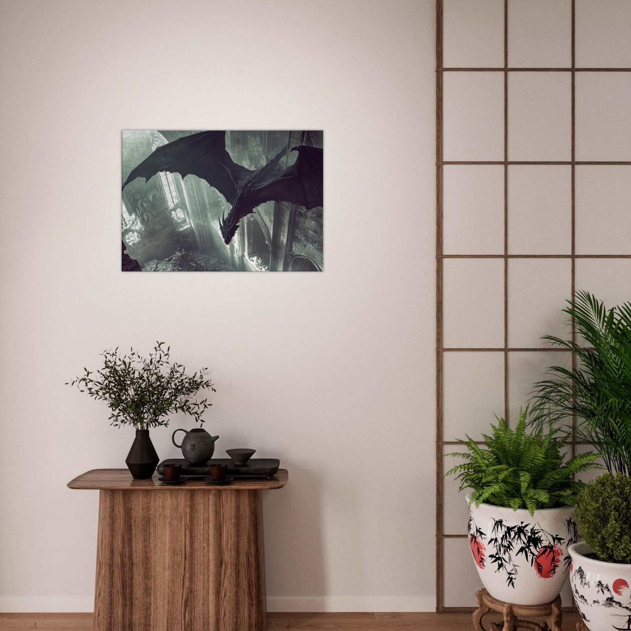 Canvas Landscape - Gothic Shadow Dragons Lair Gothic Dramatic High 2 - Shop Ai Art WebShop - Digital Art online Store
