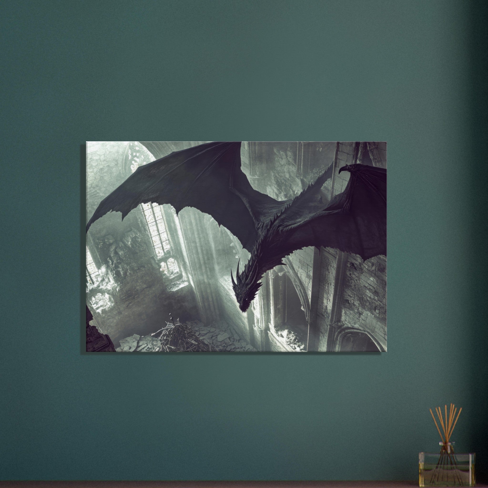 Canvas Landscape - Gothic Shadow Dragons Lair Gothic Dramatic High 2 - Shop Ai Art WebShop - Digital Art online Store