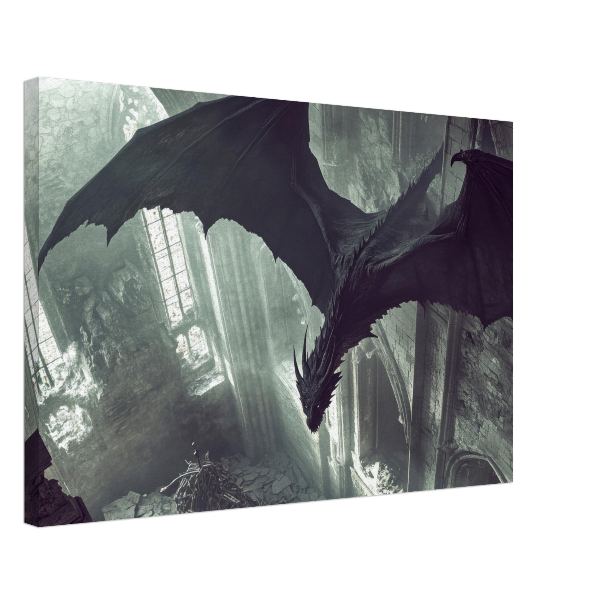 Canvas Landscape - Gothic Shadow Dragons Lair Gothic Dramatic High 2 - Shop Ai Art WebShop - Digital Art online Store