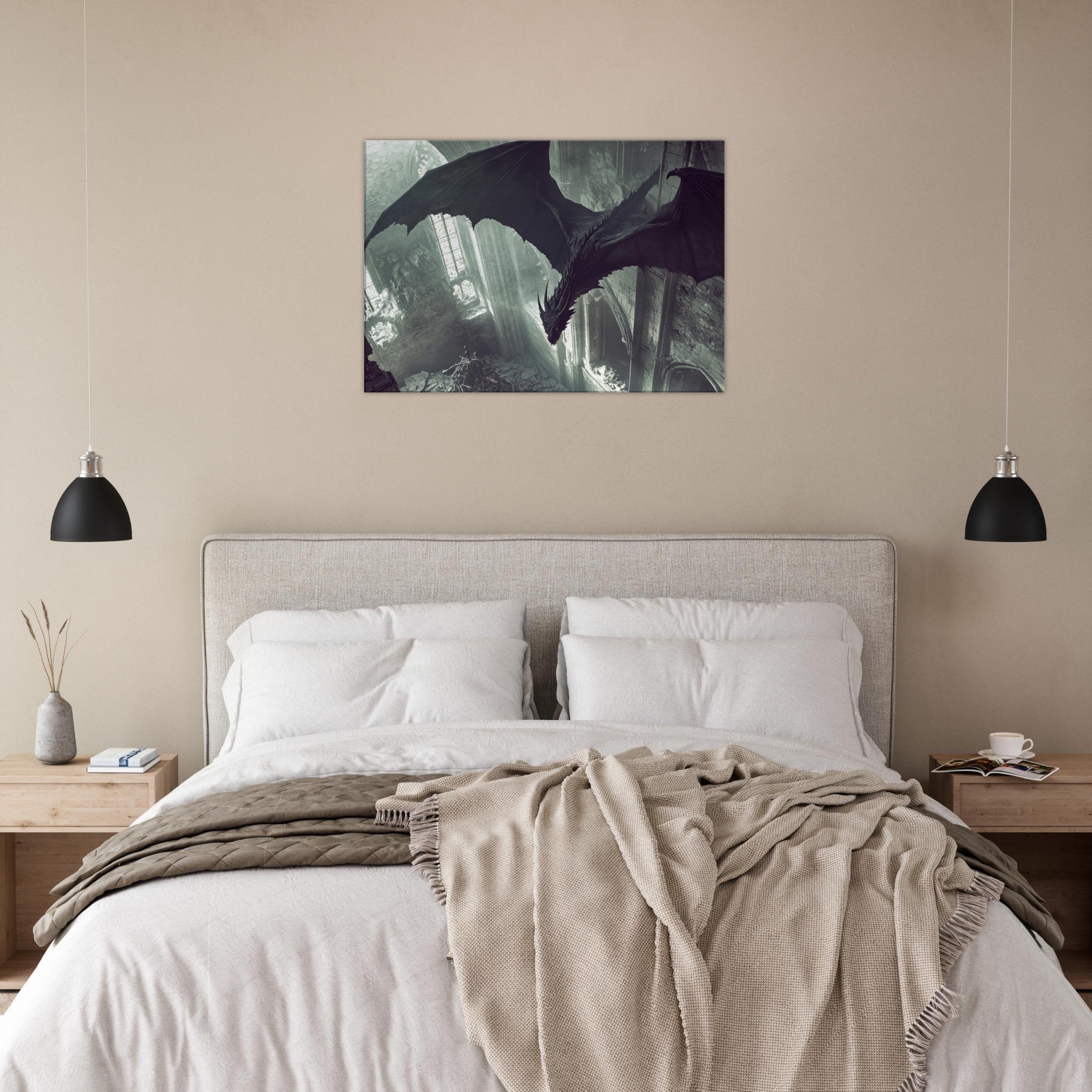 Canvas Landscape - Gothic Shadow Dragons Lair Gothic Dramatic High 2 - Shop Ai Art WebShop - Digital Art online Store
