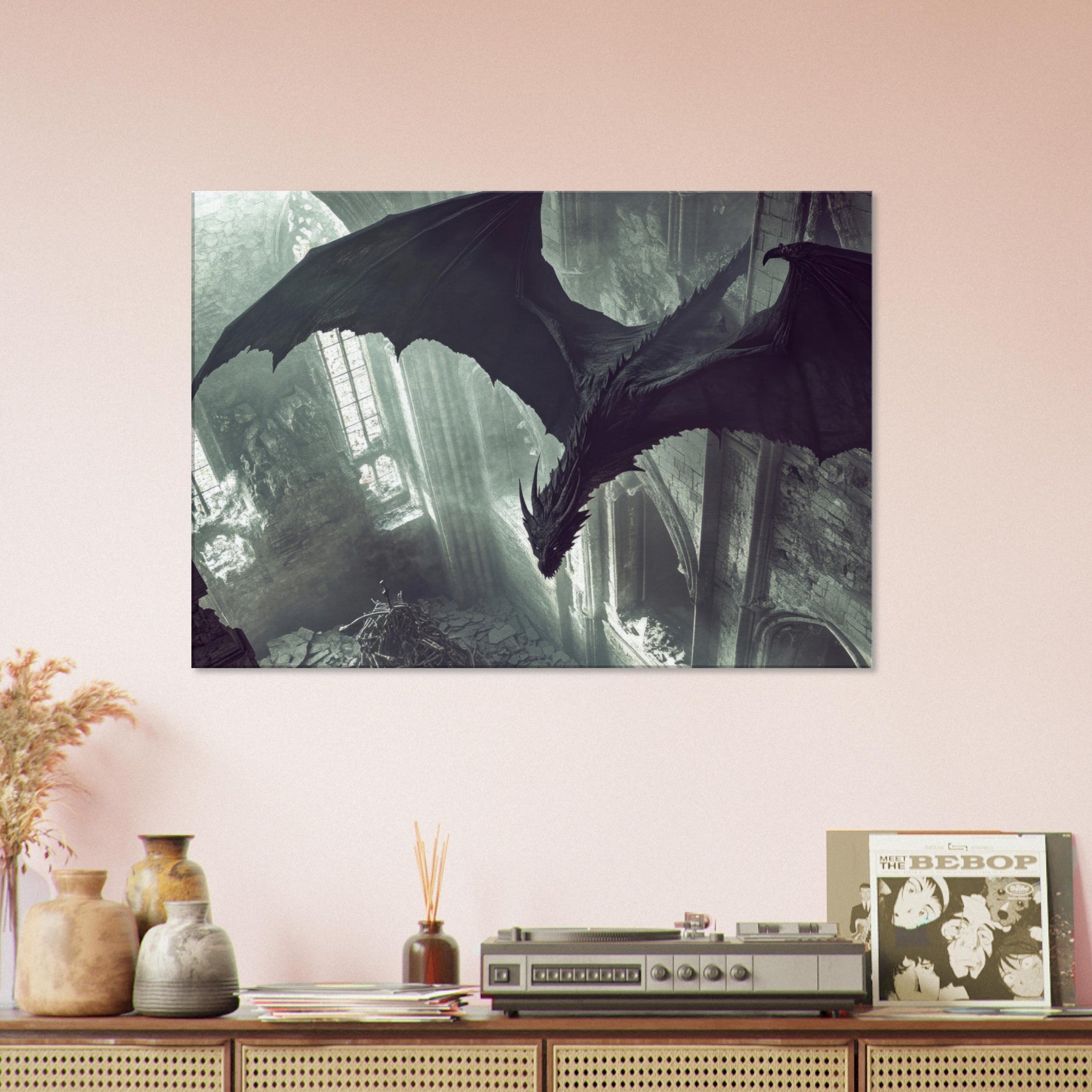 Canvas Landscape - Gothic Shadow Dragons Lair Gothic Dramatic High 2 - Shop Ai Art WebShop - Digital Art online Store