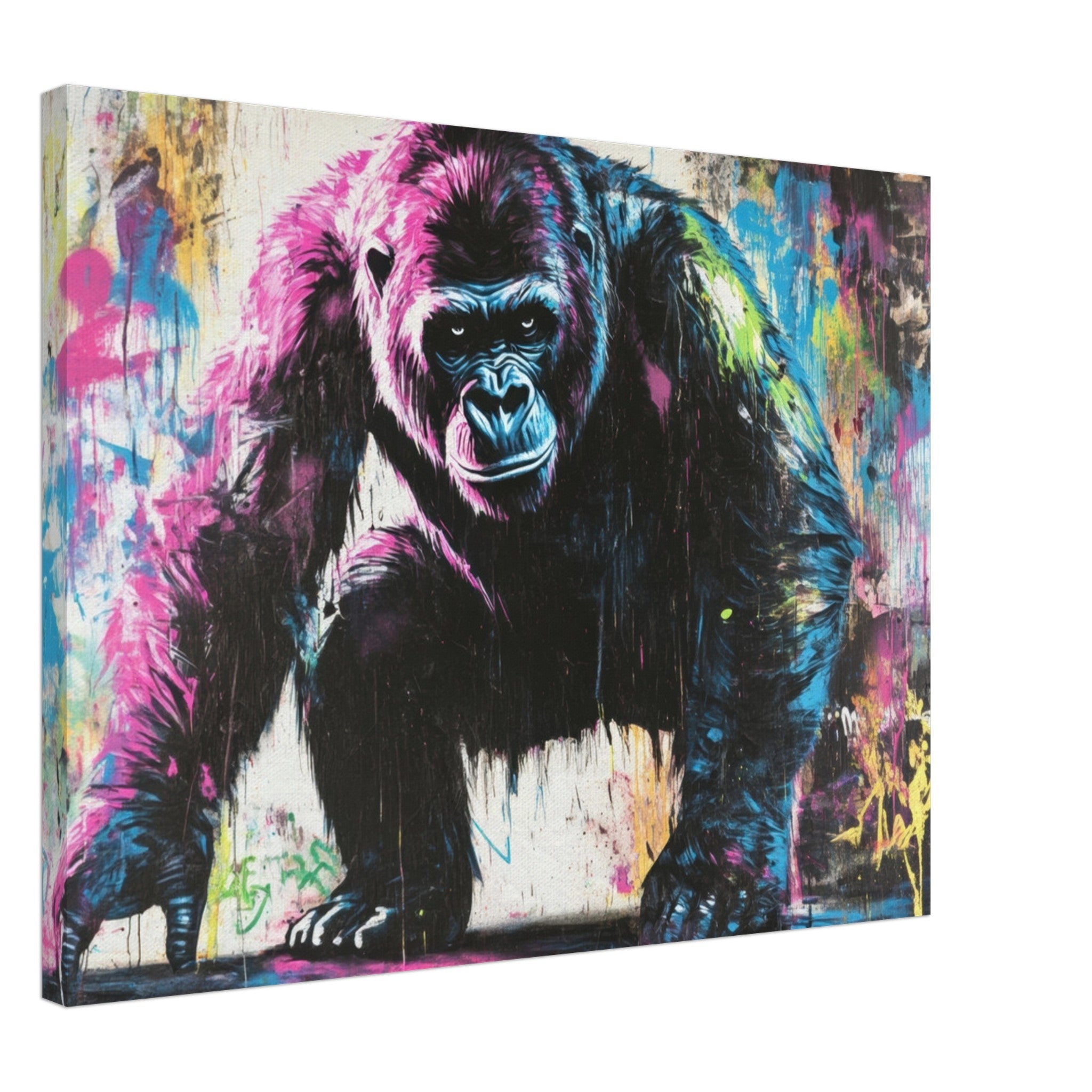 Canvas Landscape - Graffiti - Style Street Art Gorilla A powerful 3 - Shop Ai Art WebShop - Digital Art online Store