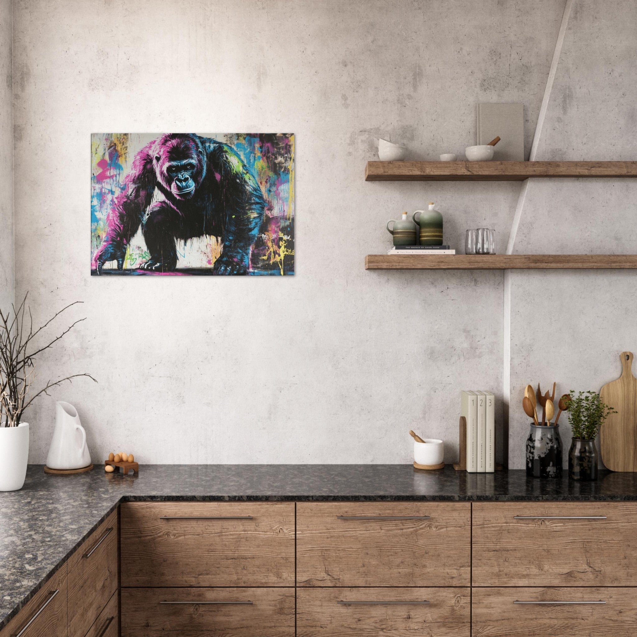 Canvas Landscape - Graffiti - Style Street Art Gorilla A powerful 3 - Shop Ai Art WebShop - Digital Art online Store