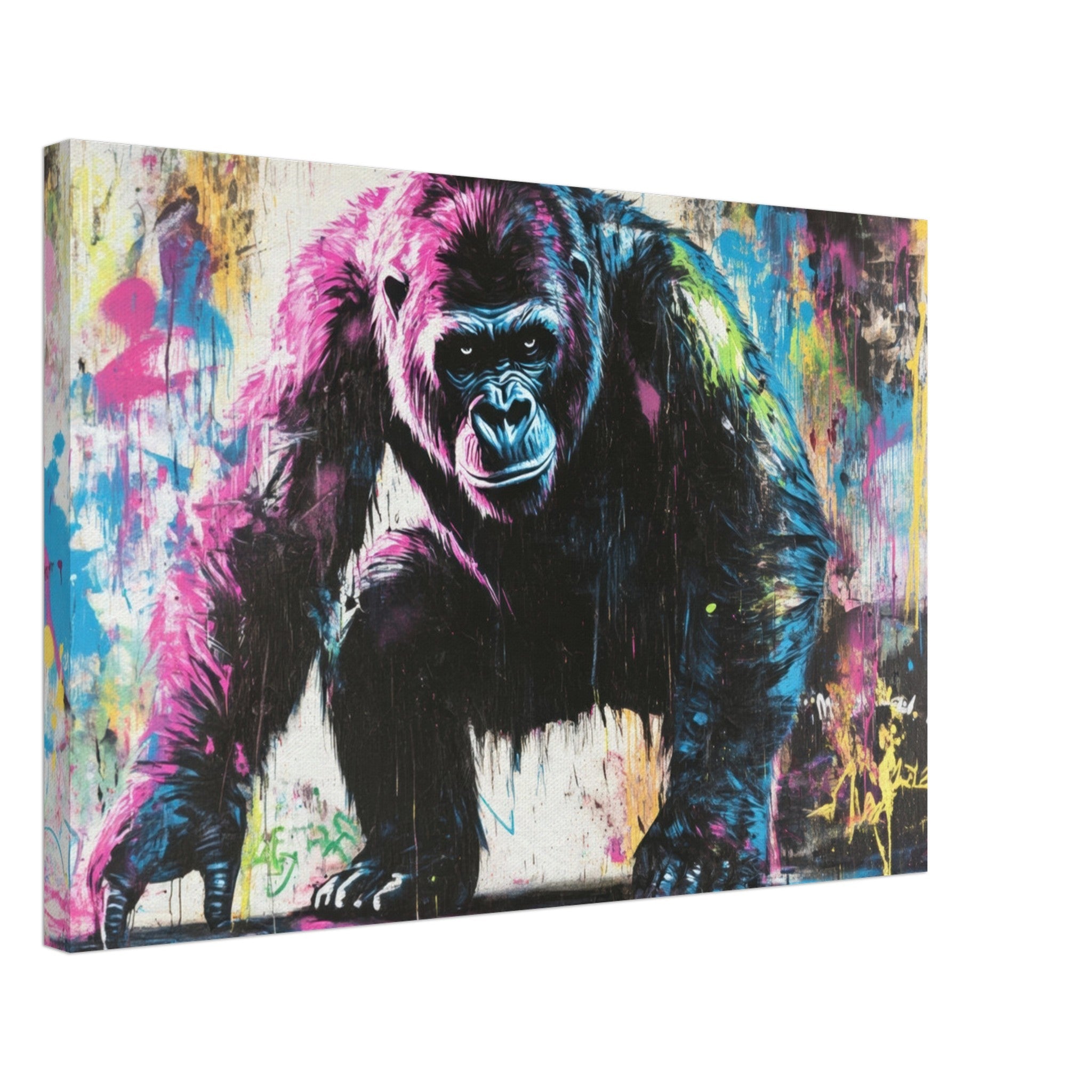 Canvas Landscape - Graffiti - Style Street Art Gorilla A powerful 3 - Shop Ai Art WebShop - Digital Art online Store