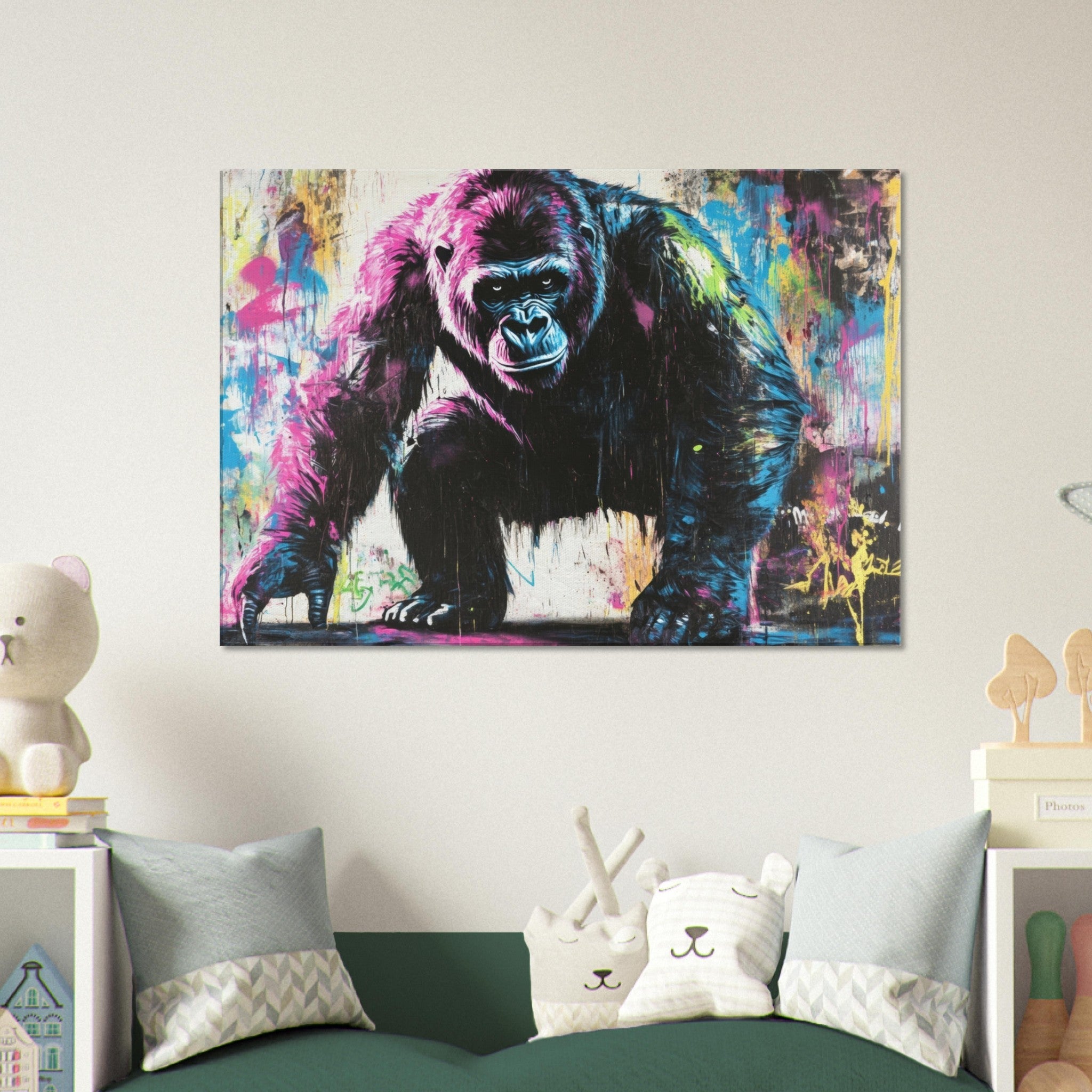 Canvas Landscape - Graffiti - Style Street Art Gorilla A powerful 3 - Shop Ai Art WebShop - Digital Art online Store