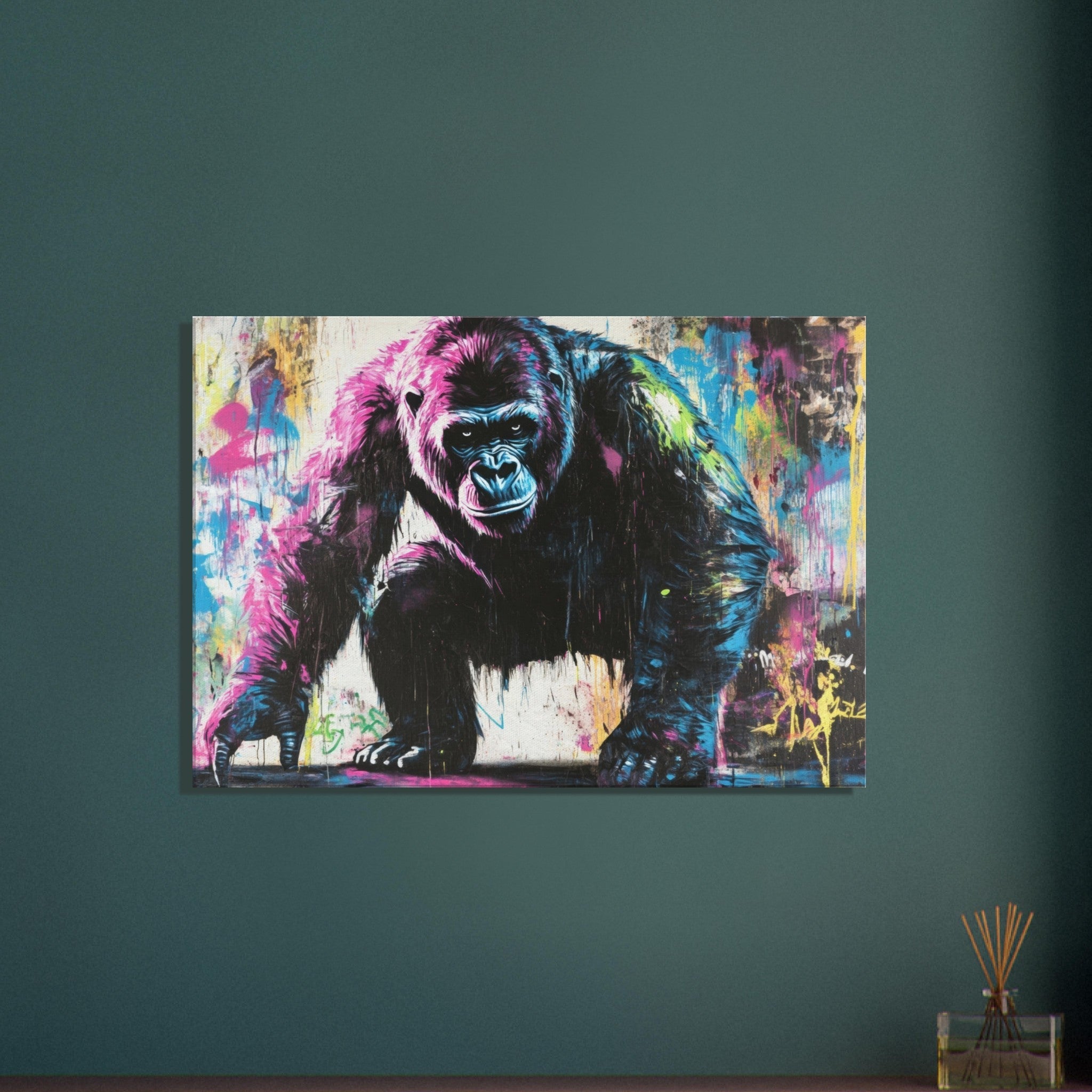 Canvas Landscape - Graffiti - Style Street Art Gorilla A powerful 3 - Shop Ai Art WebShop - Digital Art online Store