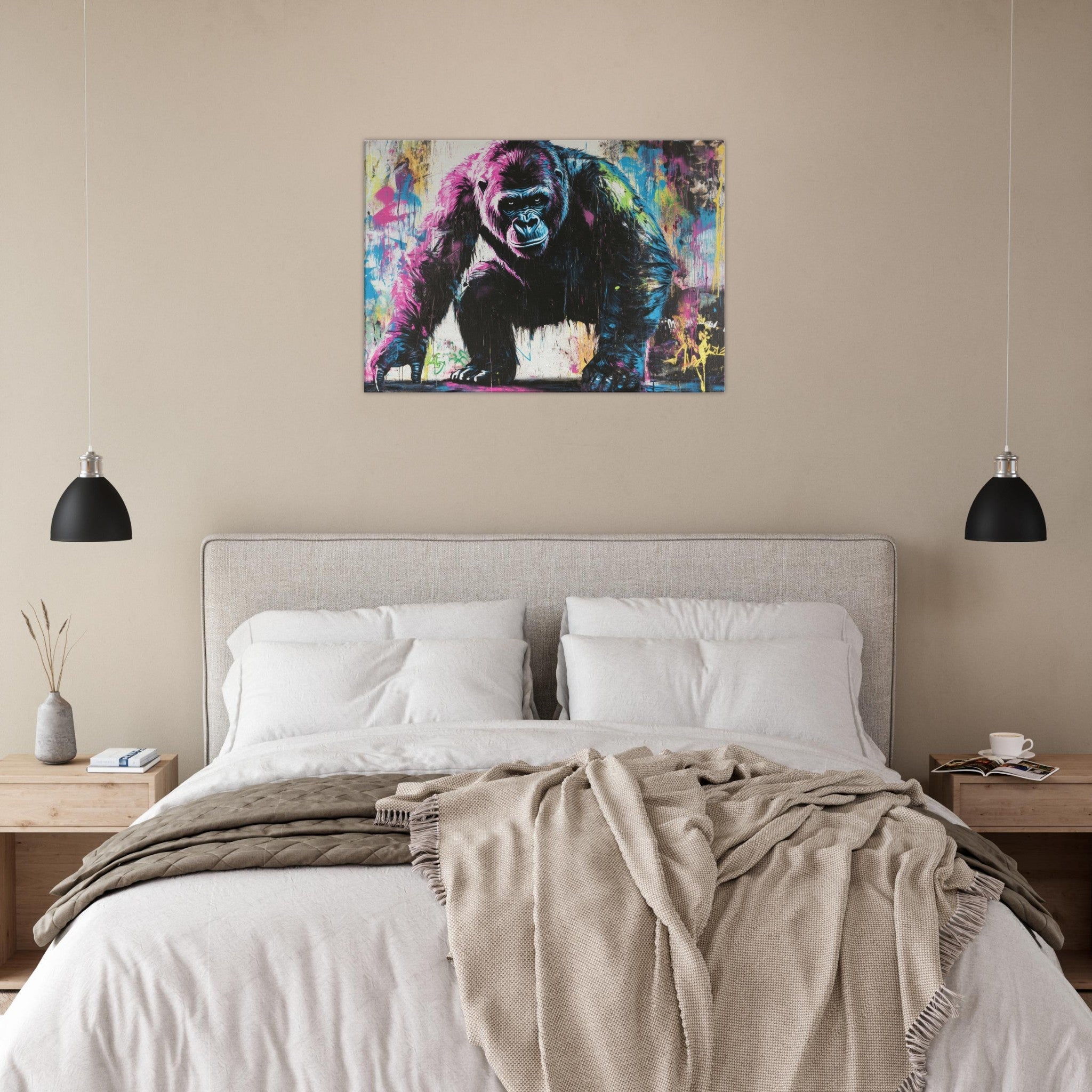 Canvas Landscape - Graffiti - Style Street Art Gorilla A powerful 3 - Shop Ai Art WebShop - Digital Art online Store
