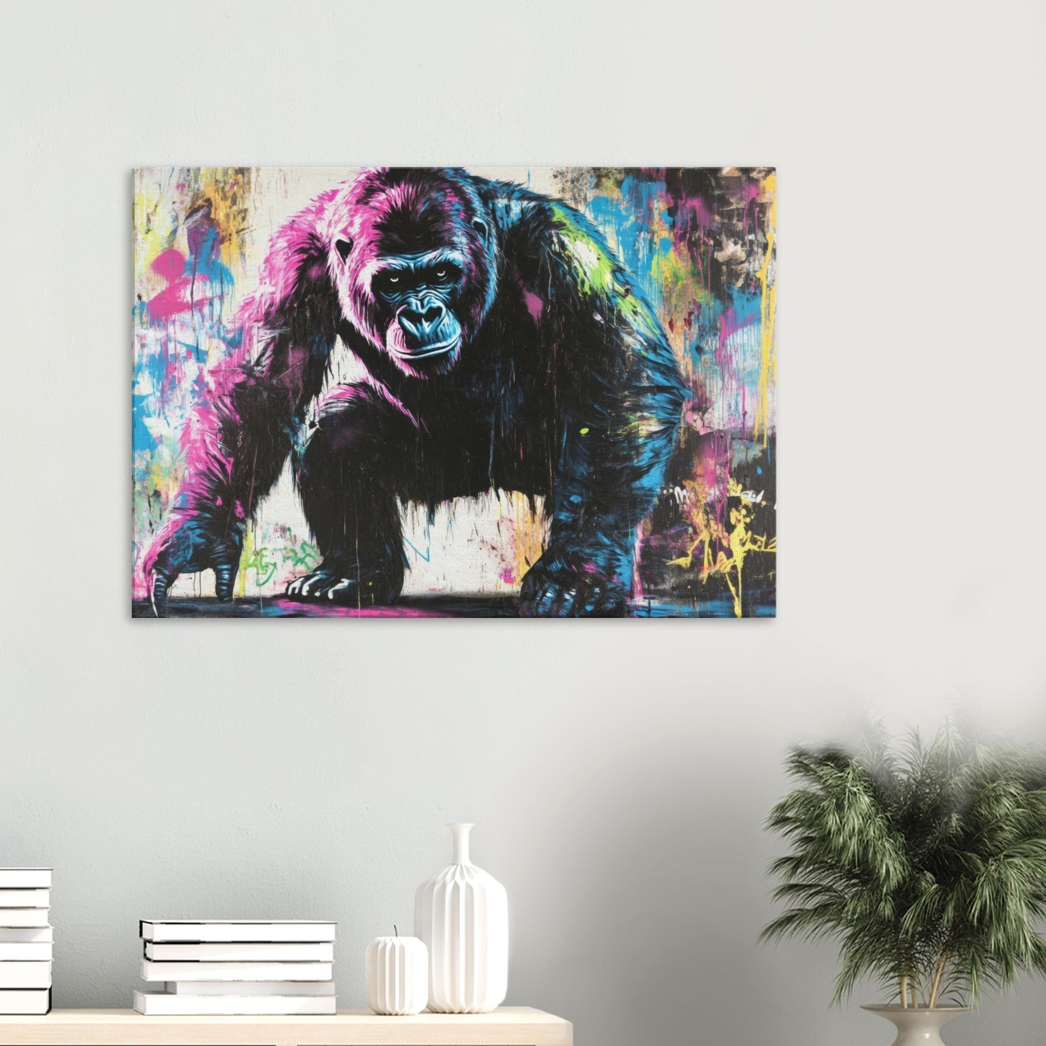 Canvas Landscape - Graffiti - Style Street Art Gorilla A powerful 3 - Shop Ai Art WebShop - Digital Art online Store