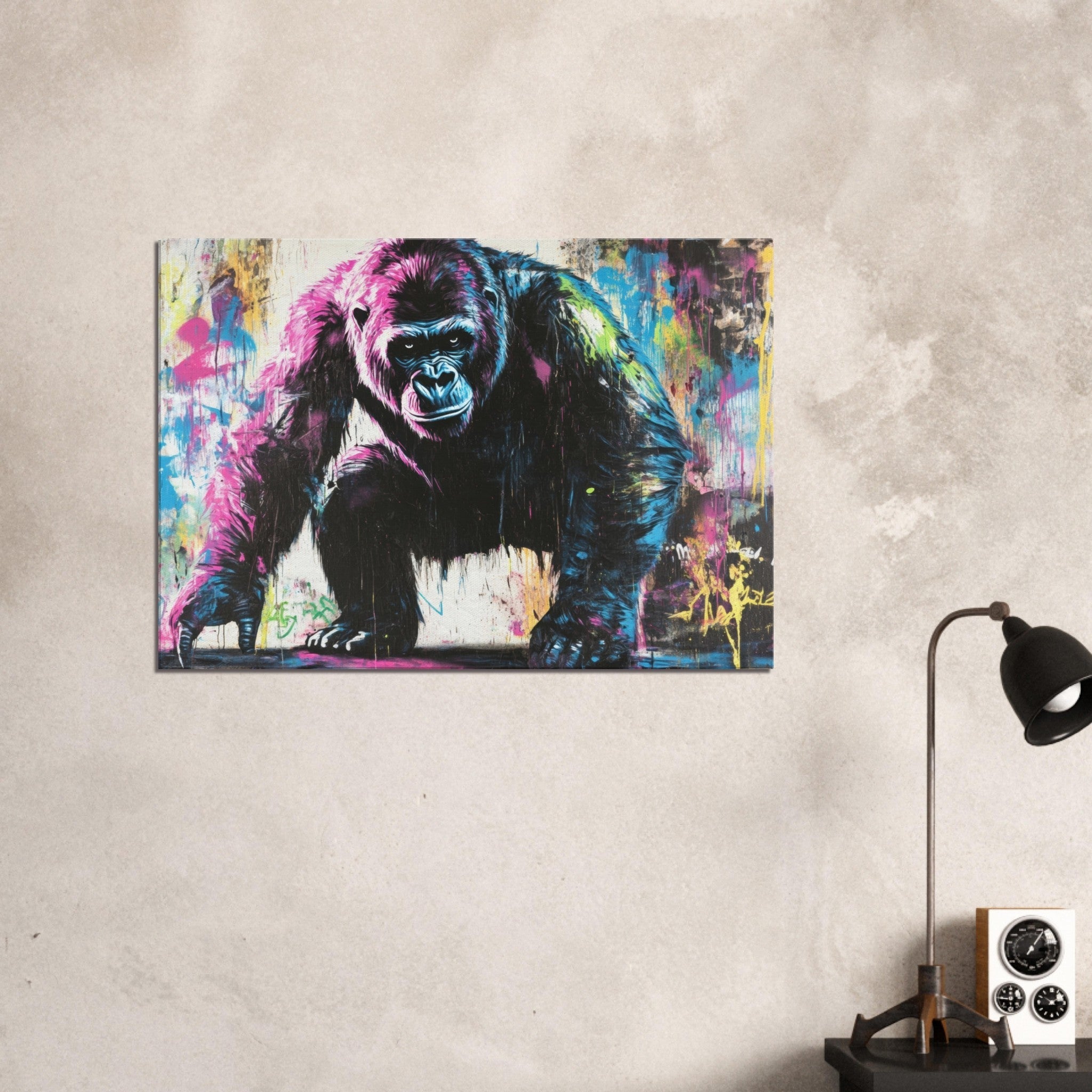Canvas Landscape - Graffiti - Style Street Art Gorilla A powerful 3 - Shop Ai Art WebShop - Digital Art online Store