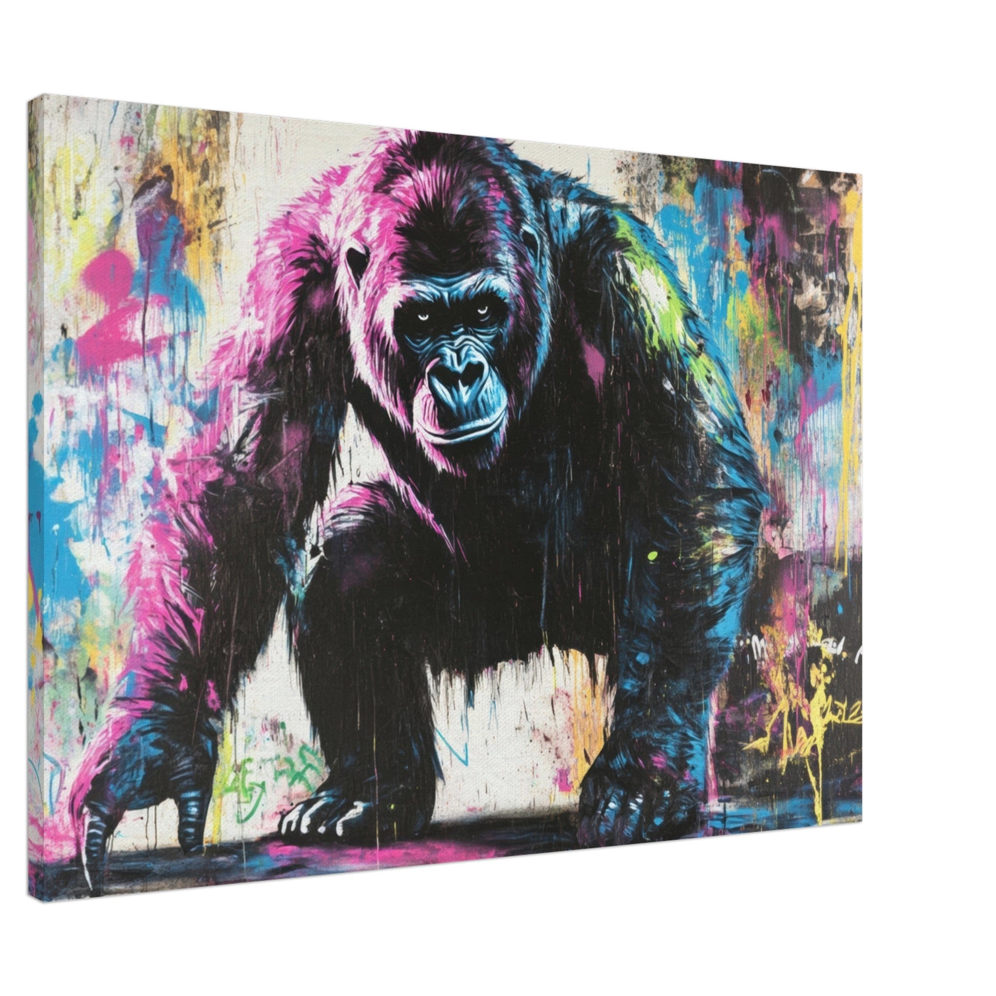 Canvas Landscape - Graffiti - Style Street Art Gorilla A powerful 3 - Shop Ai Art WebShop - Digital Art online Store