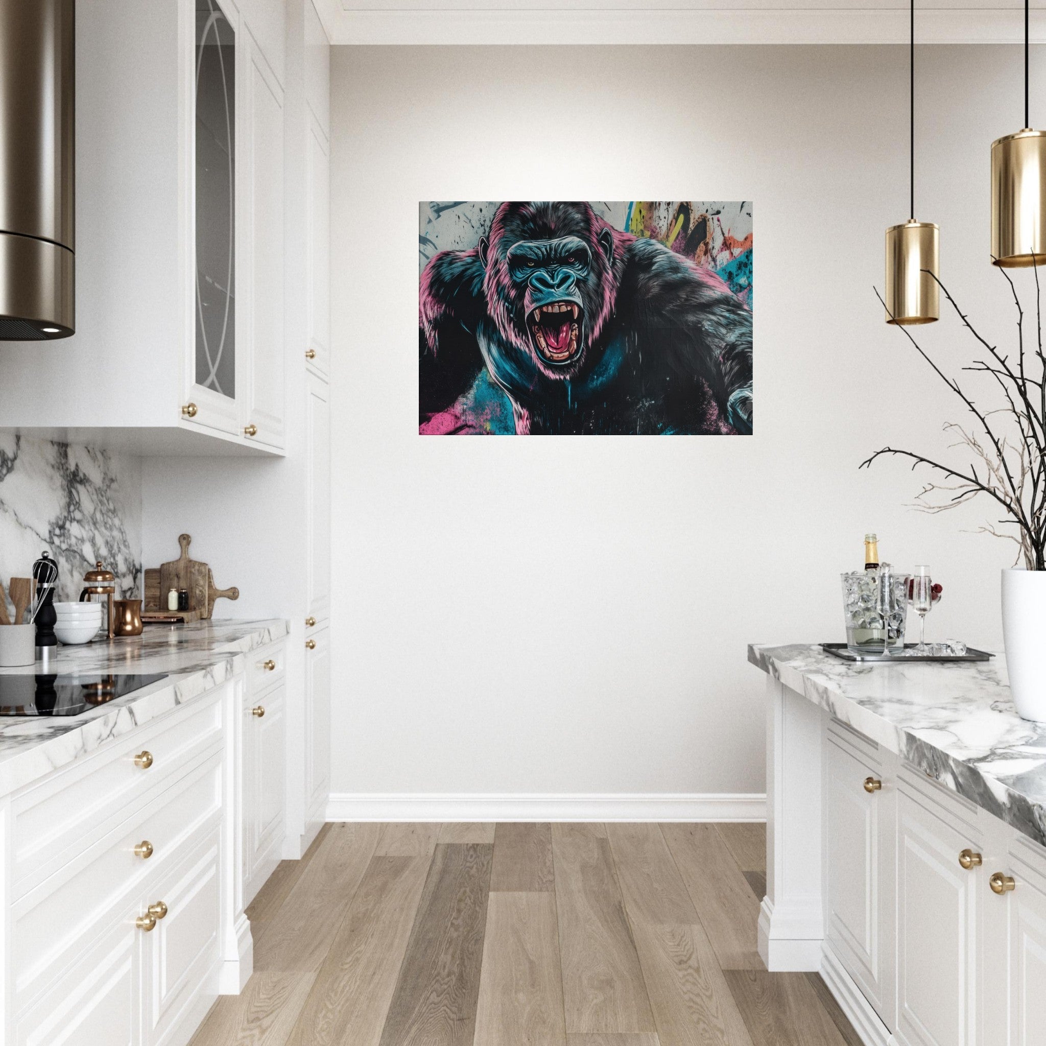Canvas Landscape - Graffiti - Style Street Art Gorilla A powerful 7 - Shop Ai Art WebShop - Digital Art online Store