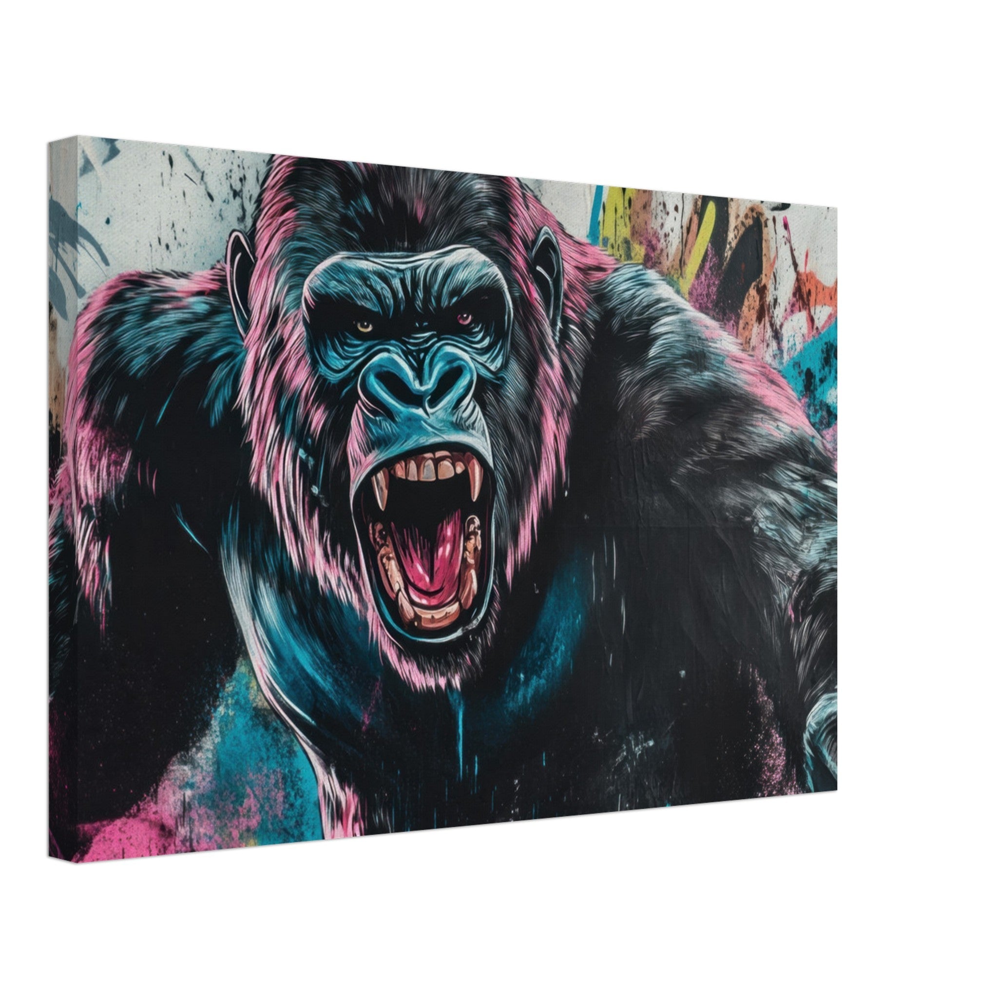 Canvas Landscape - Graffiti - Style Street Art Gorilla A powerful 7 - Shop Ai Art WebShop - Digital Art online Store