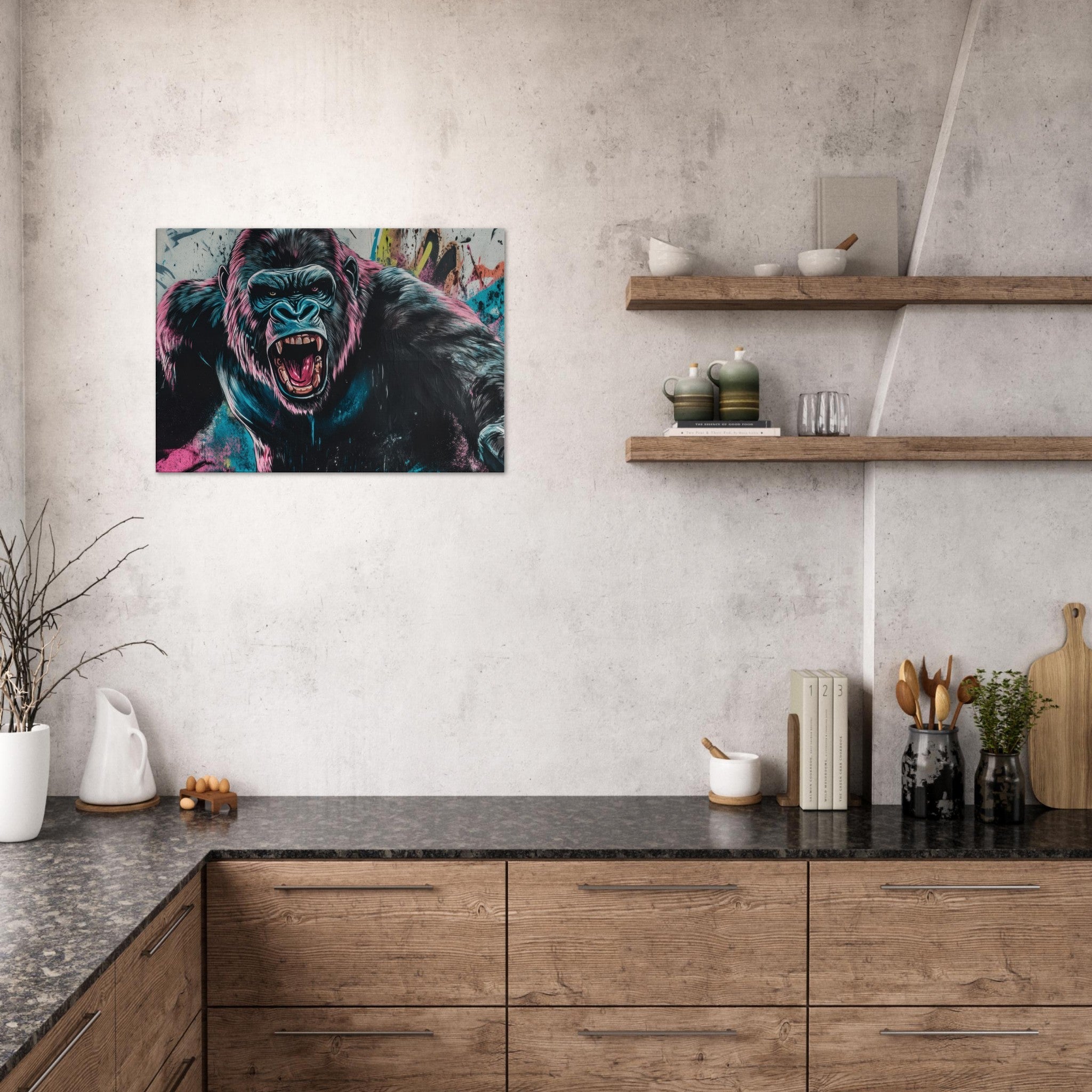 Canvas Landscape - Graffiti - Style Street Art Gorilla A powerful 7 - Shop Ai Art WebShop - Digital Art online Store