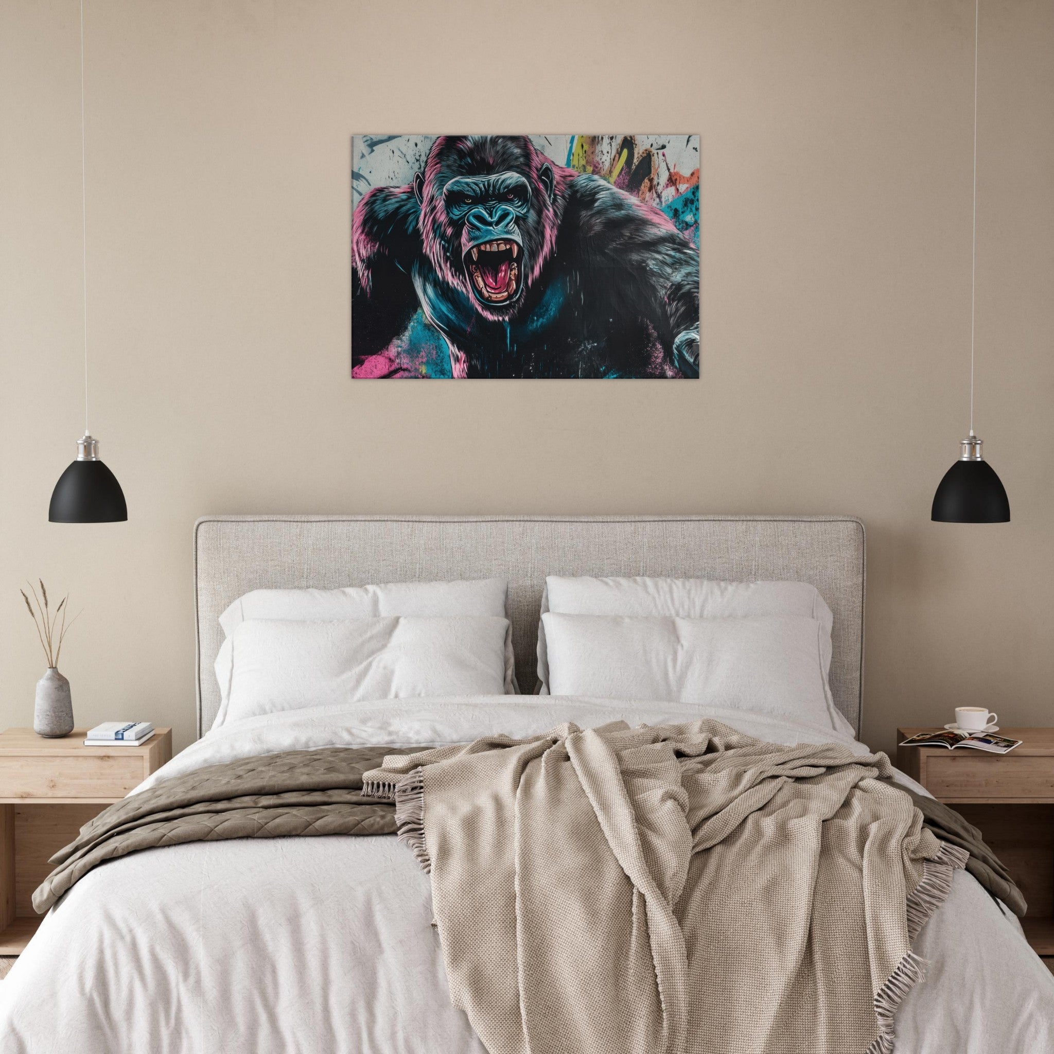 Canvas Landscape - Graffiti - Style Street Art Gorilla A powerful 7 - Shop Ai Art WebShop - Digital Art online Store