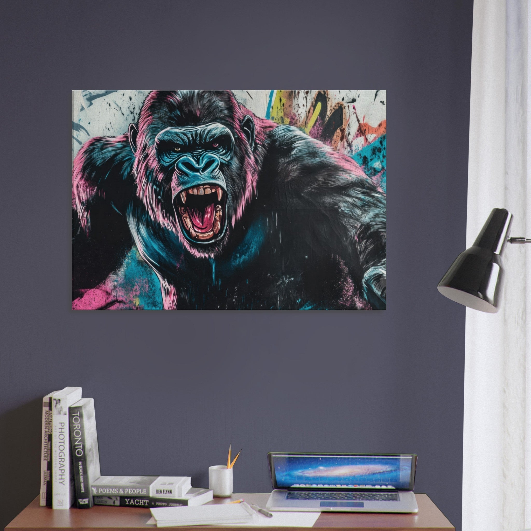 Canvas Landscape - Graffiti - Style Street Art Gorilla A powerful 7 - Shop Ai Art WebShop - Digital Art online Store