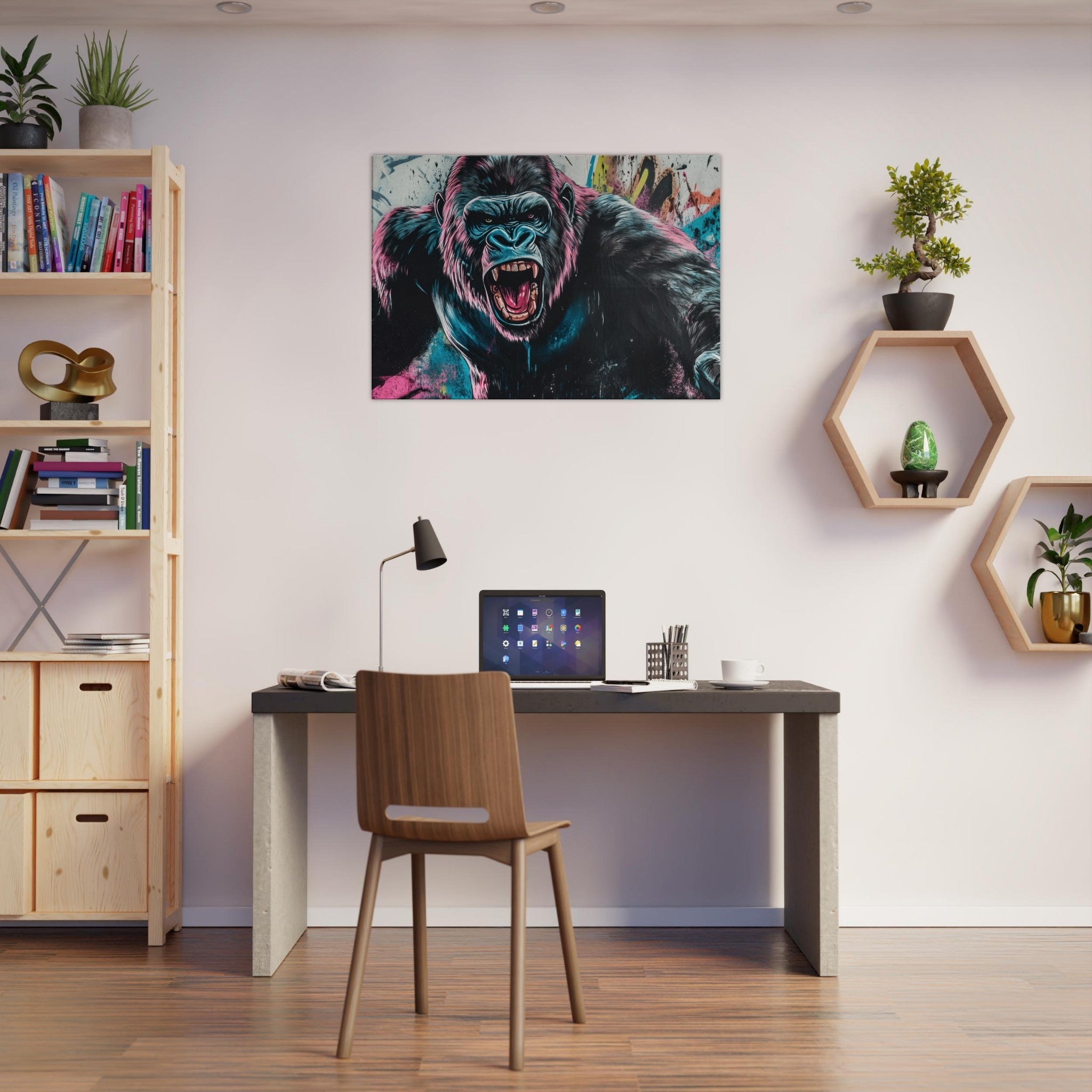 Canvas Landscape - Graffiti - Style Street Art Gorilla A powerful 7 - Shop Ai Art WebShop - Digital Art online Store