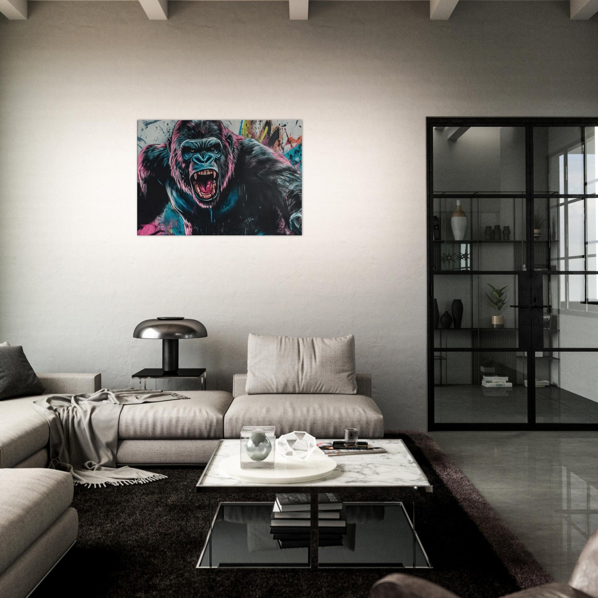 Canvas Landscape - Graffiti - Style Street Art Gorilla A powerful 7 - Shop Ai Art WebShop - Digital Art online Store