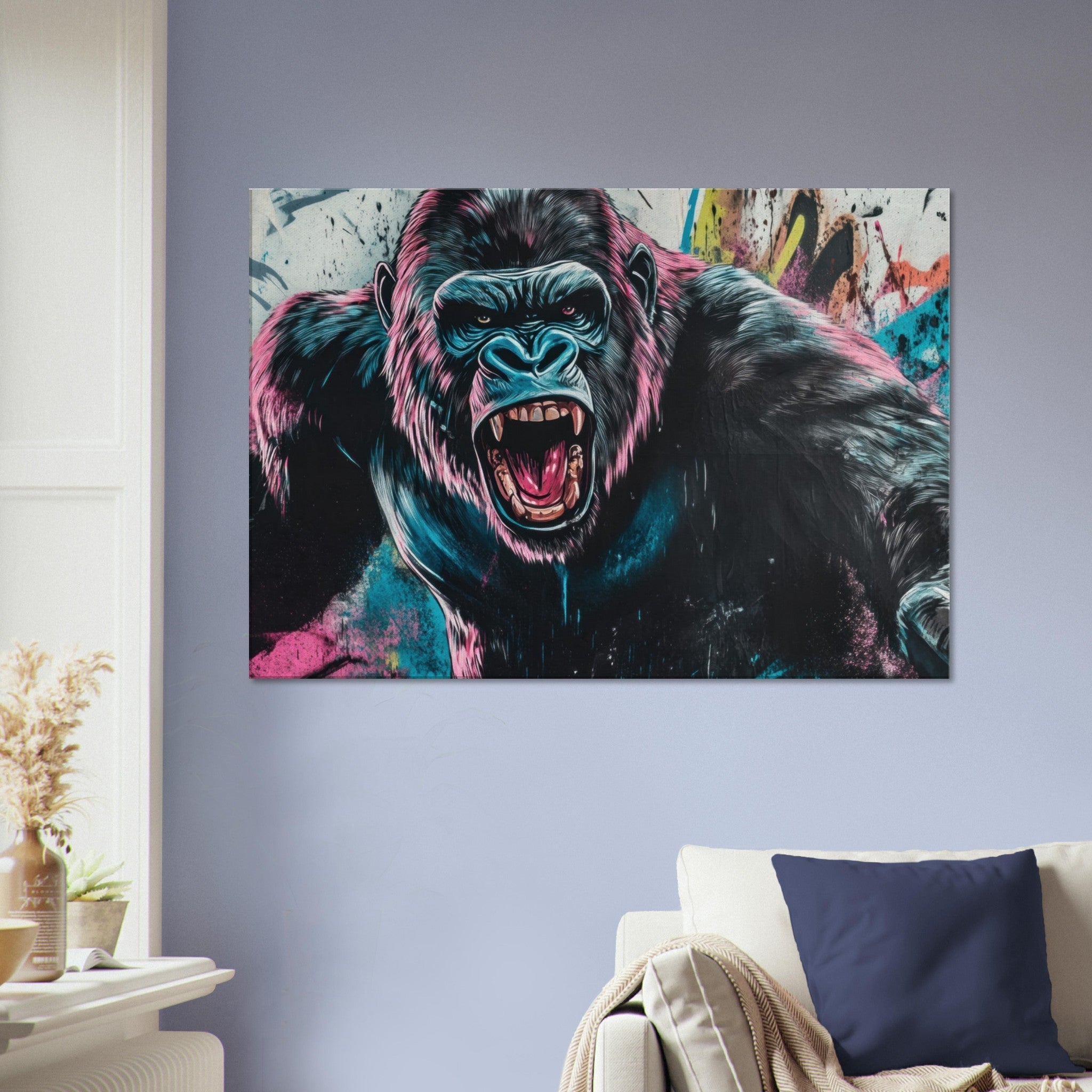 Canvas Landscape - Graffiti - Style Street Art Gorilla A powerful 7 - Shop Ai Art WebShop - Digital Art online Store