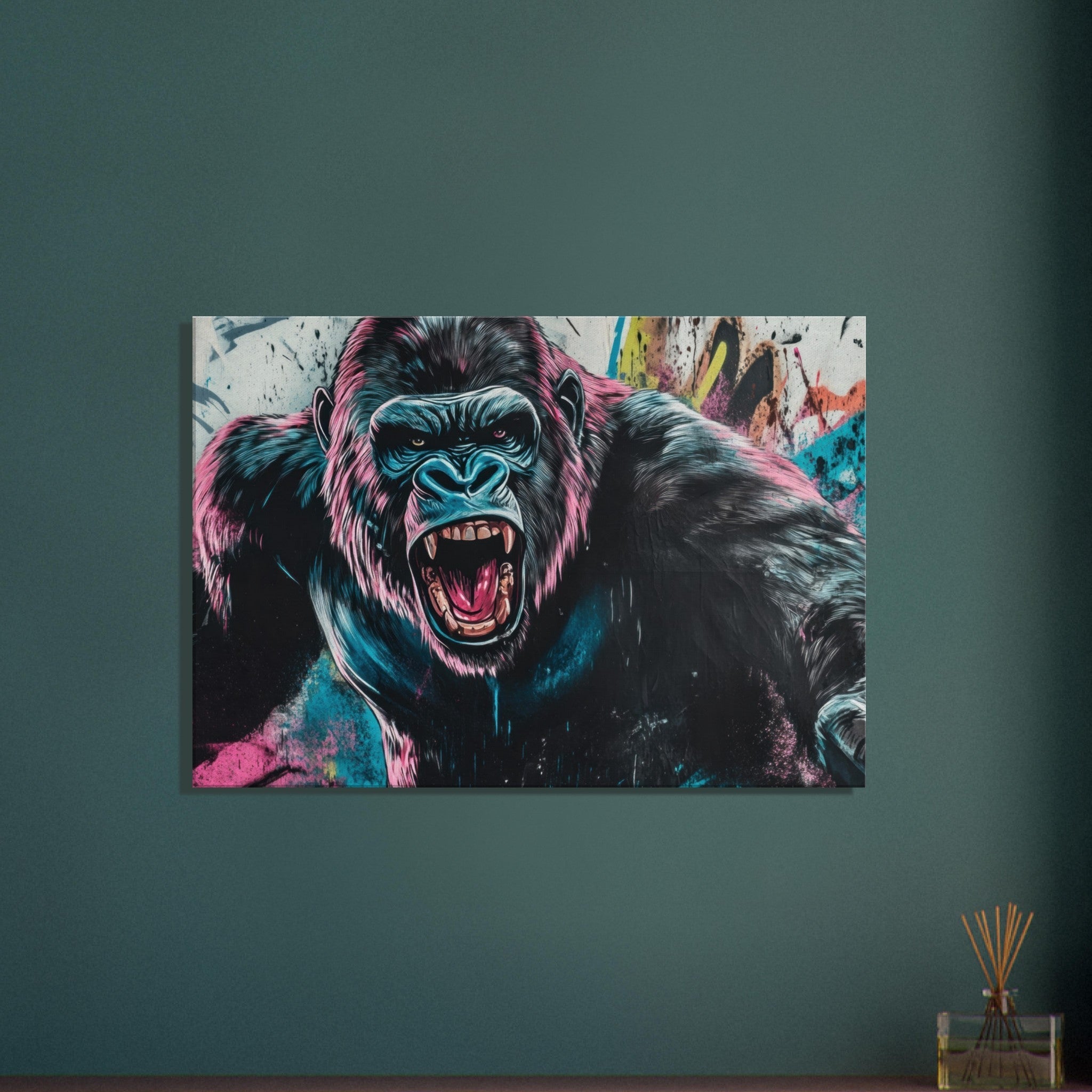 Canvas Landscape - Graffiti - Style Street Art Gorilla A powerful 7 - Shop Ai Art WebShop - Digital Art online Store