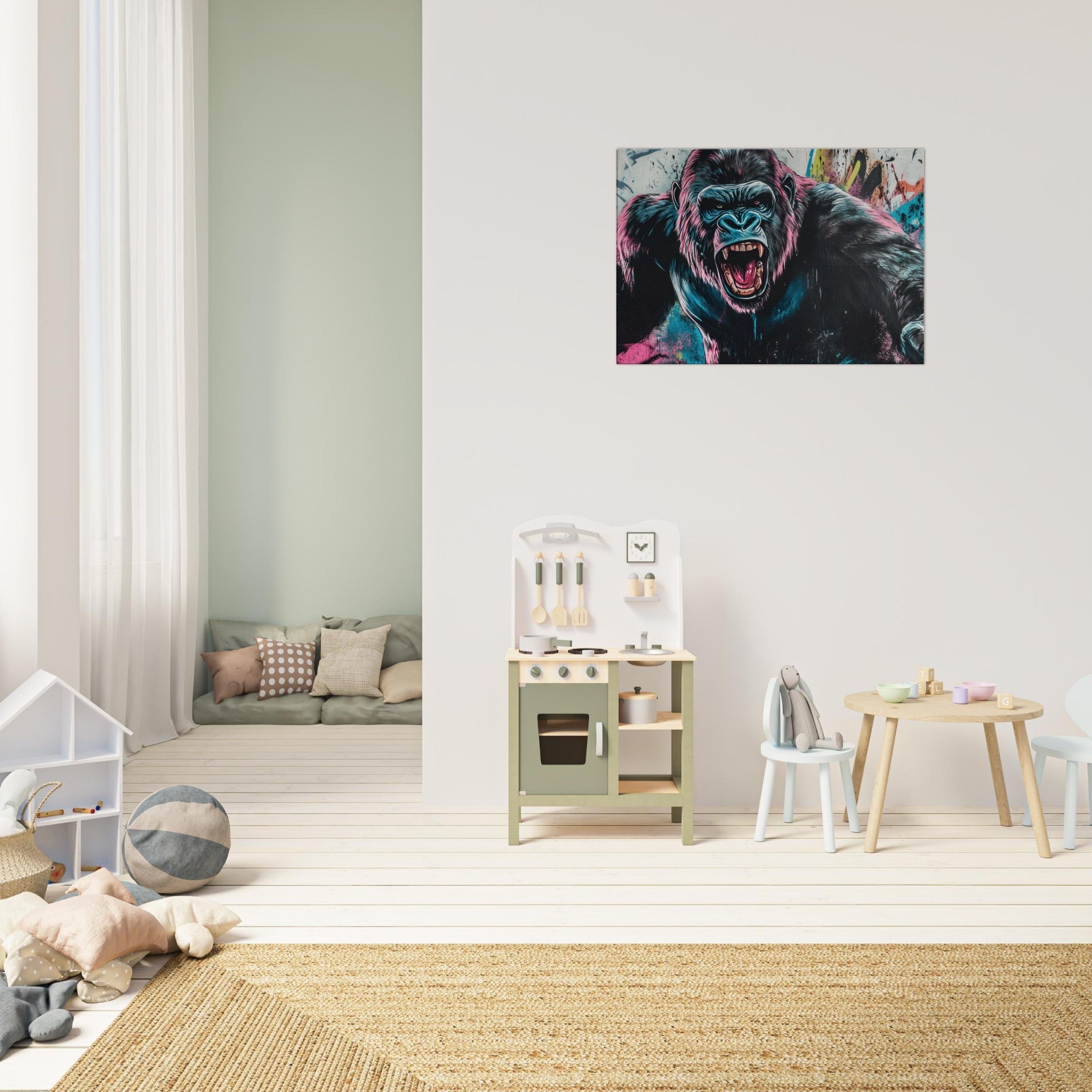 Canvas Landscape - Graffiti - Style Street Art Gorilla A powerful 7 - Shop Ai Art WebShop - Digital Art online Store
