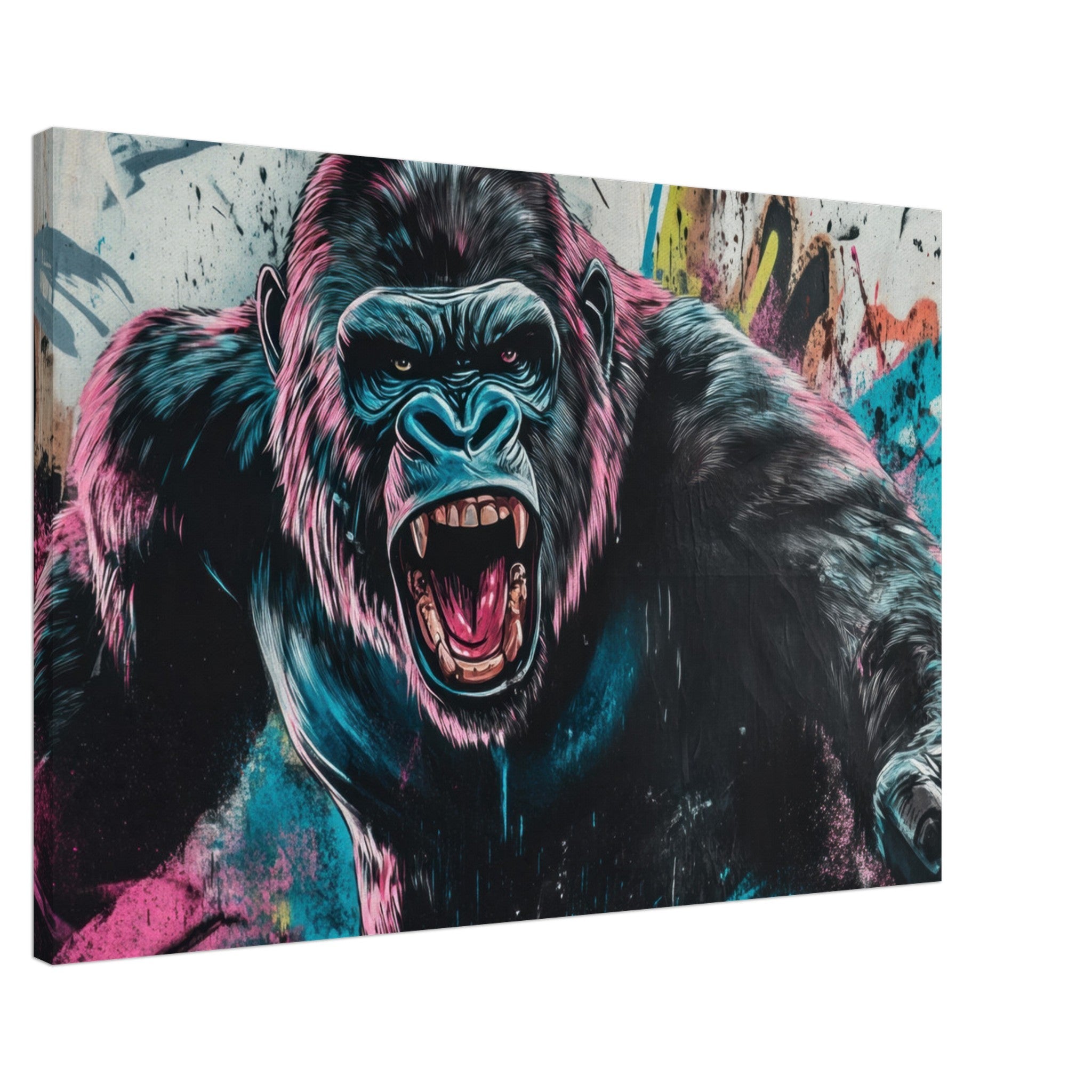 Canvas Landscape - Graffiti - Style Street Art Gorilla A powerful 7 - Shop Ai Art WebShop - Digital Art online Store