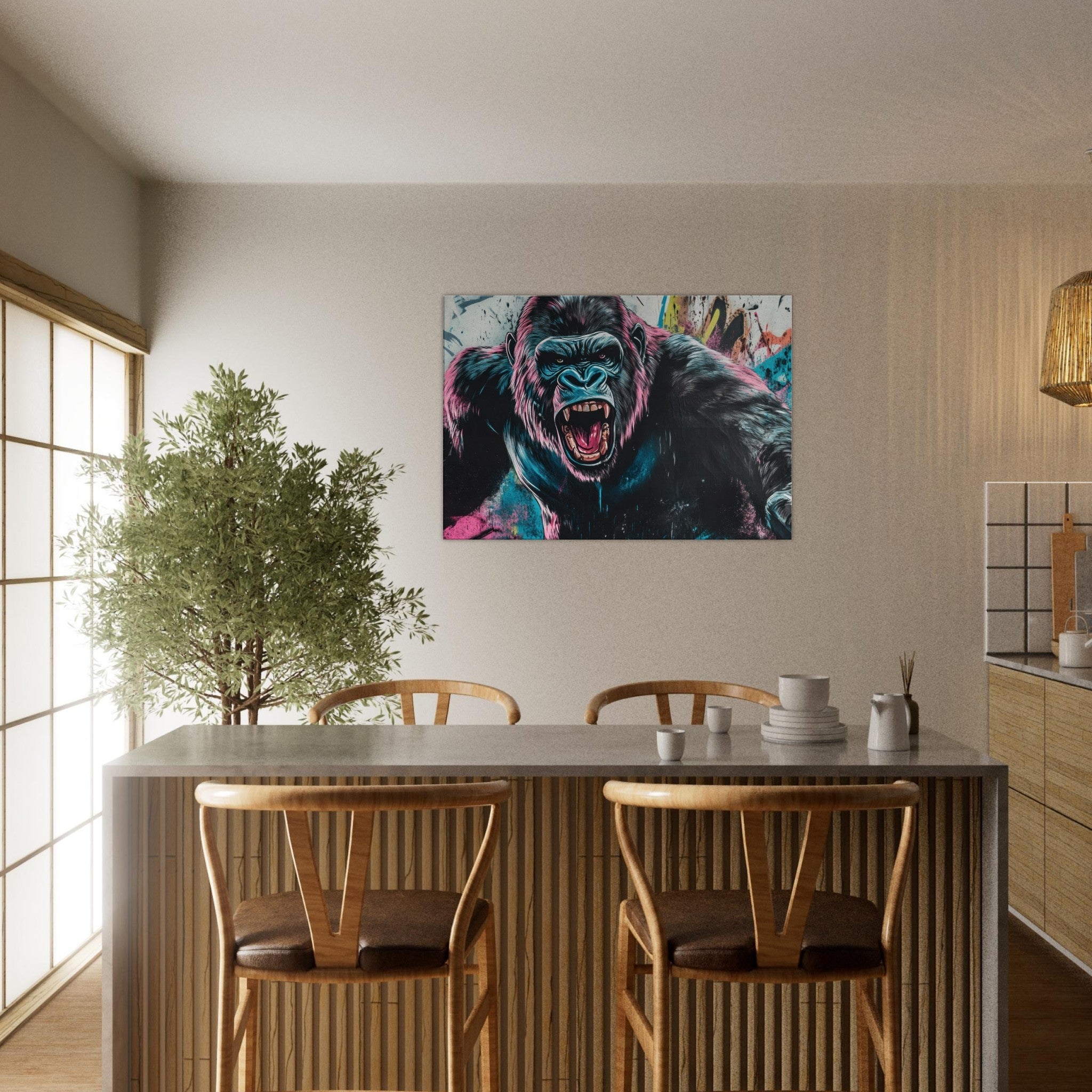 Canvas Landscape - Graffiti - Style Street Art Gorilla A powerful 7 - Shop Ai Art WebShop - Digital Art online Store